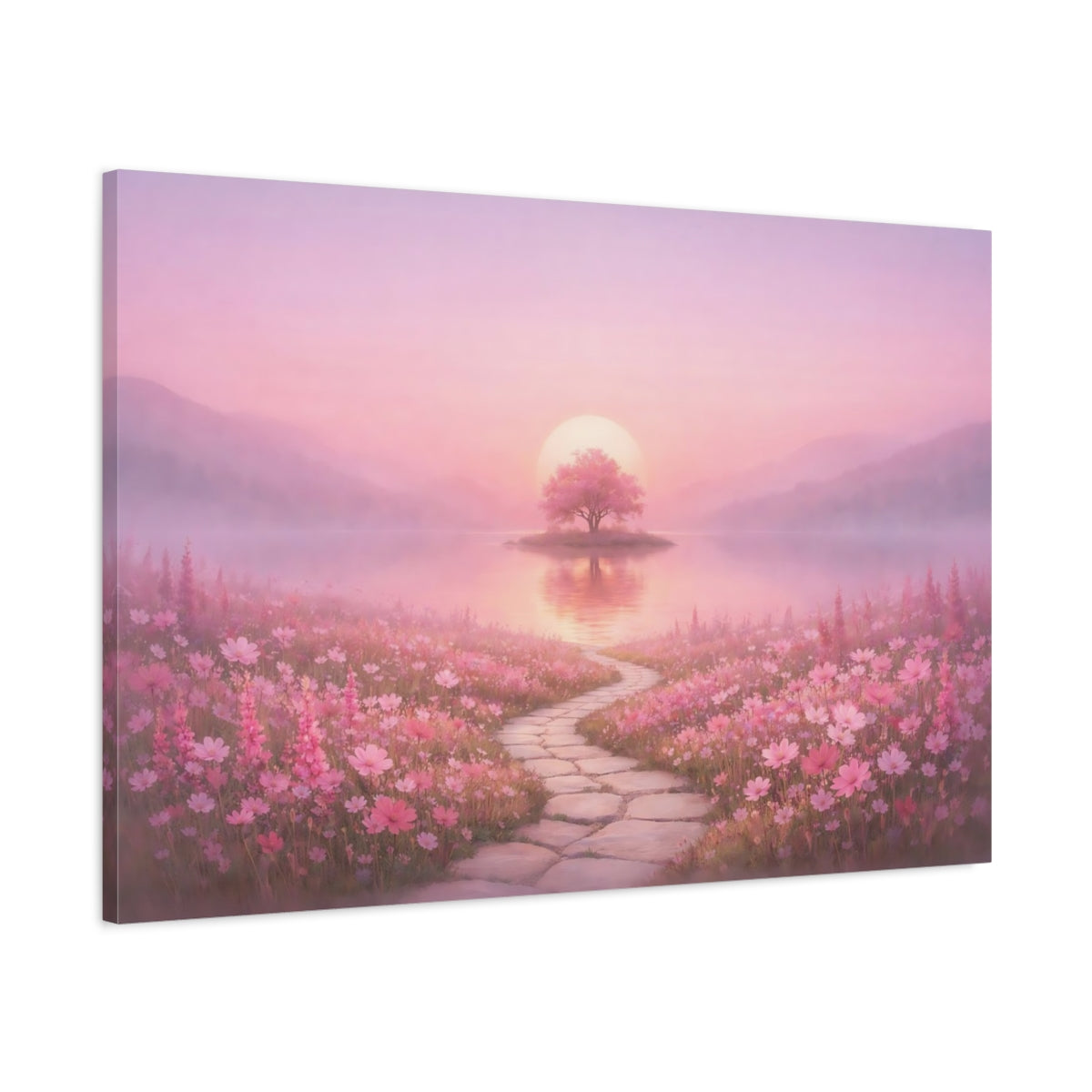 Tonal Gradient Wildflowers Pink Blossom Tree Nature - Canvas Wall Art Print