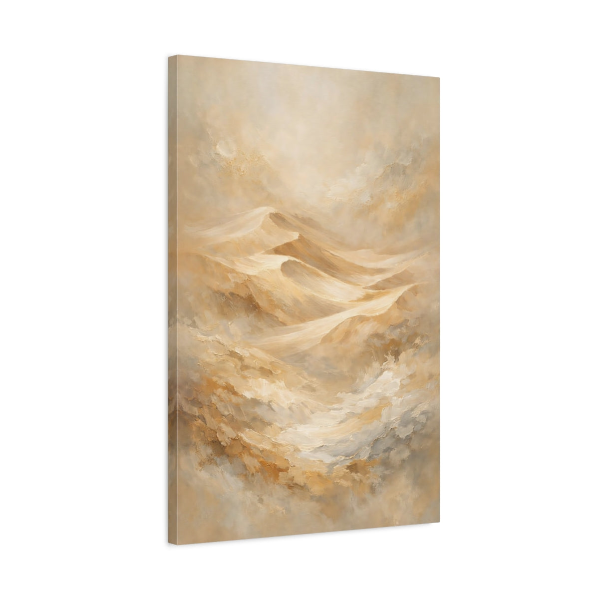 Side Mockup 2. Nature Sand Dunes Beige Sand Dunes shown as stretched canvas wall art