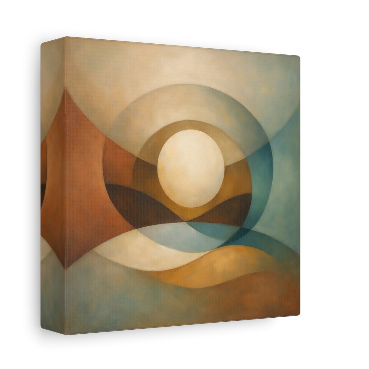 Side Mockup 1. Abstract Abstract Sphere Abstract Earth Tones shown as stretched canvas wall art