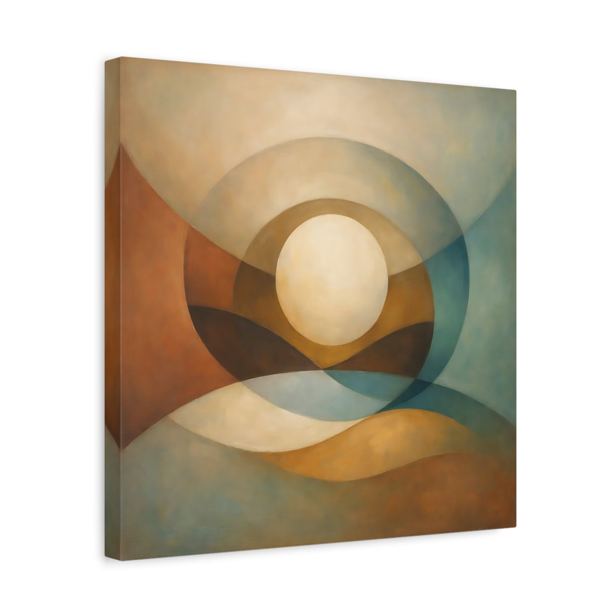 Side Mockup 6. Abstract Abstract Sphere Abstract Earth Tones shown as stretched canvas wall art