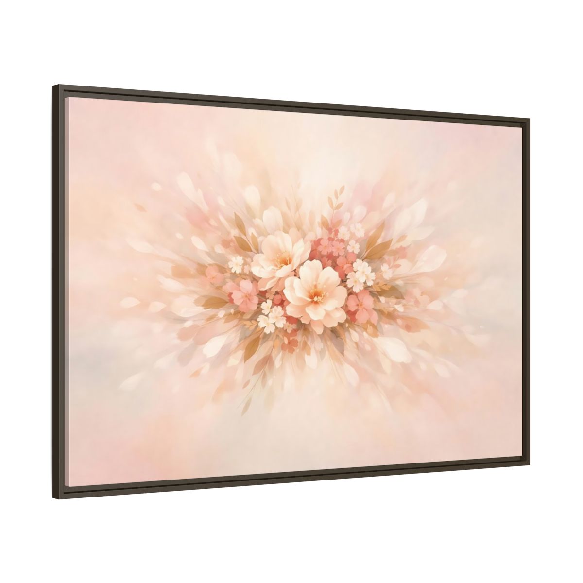 Side Mockup 13. Floral Harmony Abstract shown as stretched canvas wall art