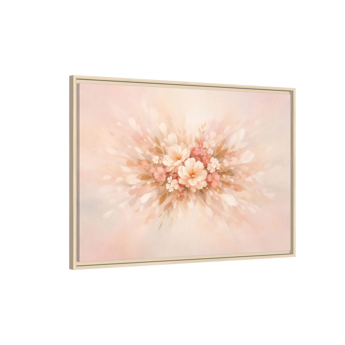 Side Mockup 2. Floral Harmony Abstract shown as stretched canvas wall art