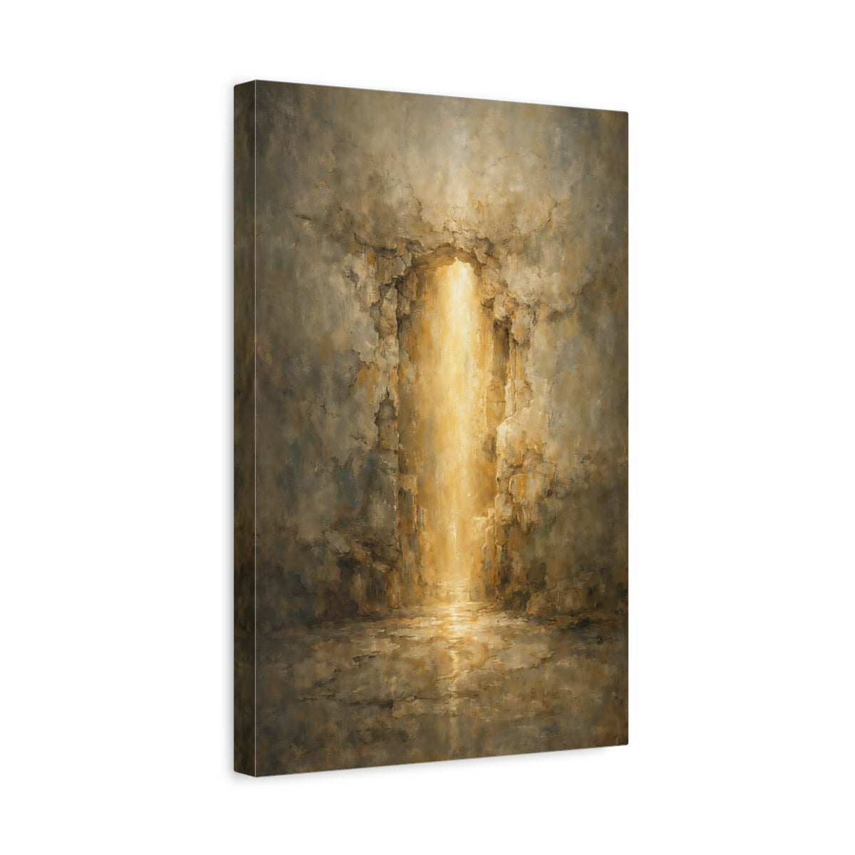 Side Mockup 4. Nature Golden Light Brown Gold Abstract shown as stretched canvas wall art