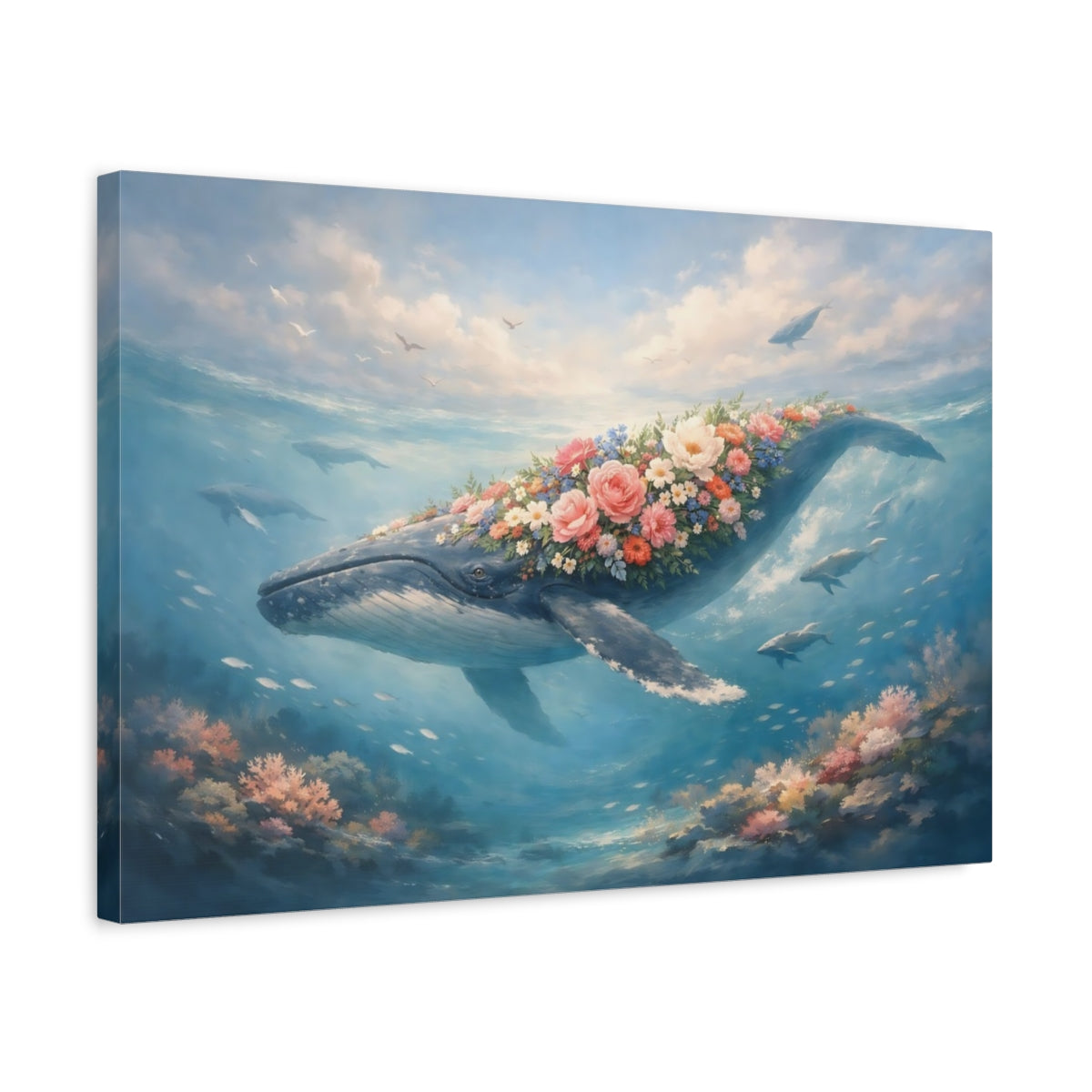 Floral Whale Song Flowering Nature - Canvas Wall Art Print