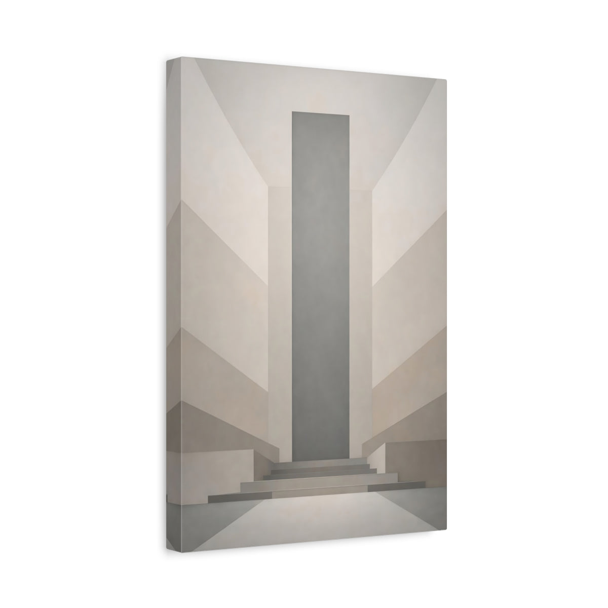 Side Mockup 4. Abstract Geometric Architecture Grey Beige Architecture shown as stretched canvas wall art