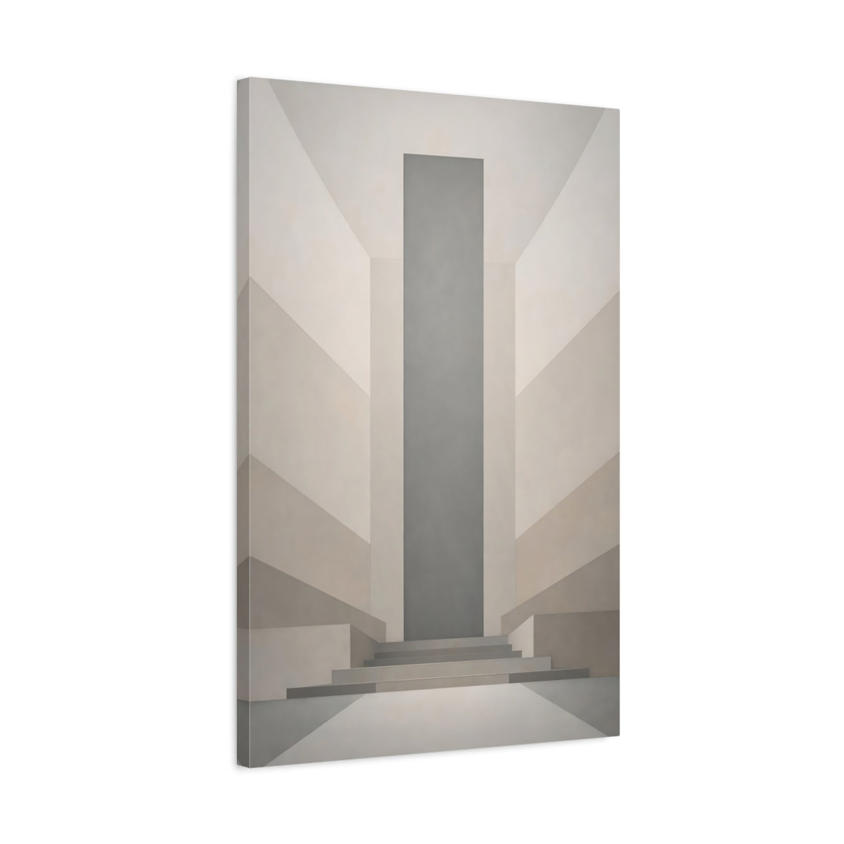 Side Mockup 2. Abstract Geometric Architecture Grey Beige Architecture shown as stretched canvas wall art
