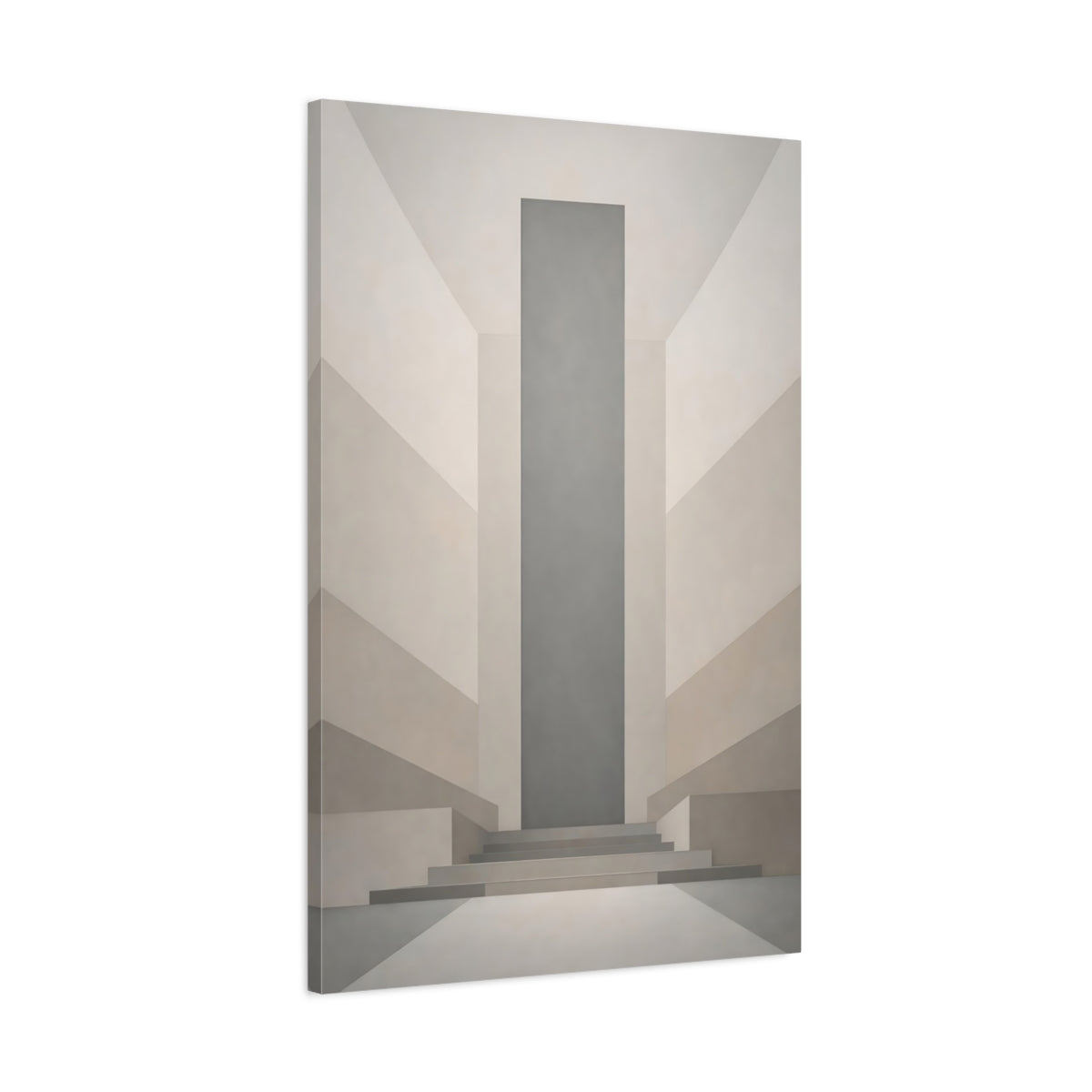 Side Mockup 1. Abstract Geometric Architecture Grey Beige Architecture shown as stretched canvas wall art