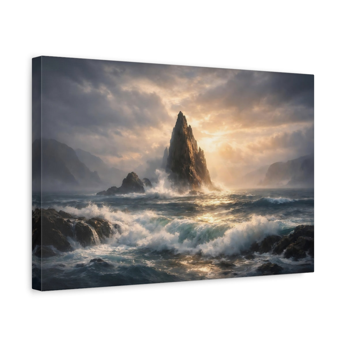 Soft Dreamscape Seascape Dramatic Sea Stack Nature - Canvas Wall Art Print
