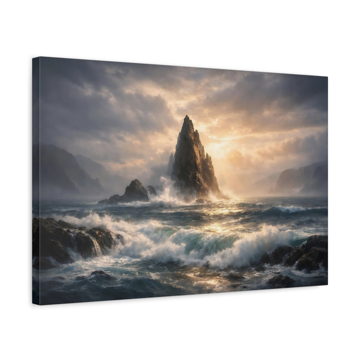 Soft Dreamscape Seascape Dramatic Sea Stack Nature - Canvas Wall Art Print