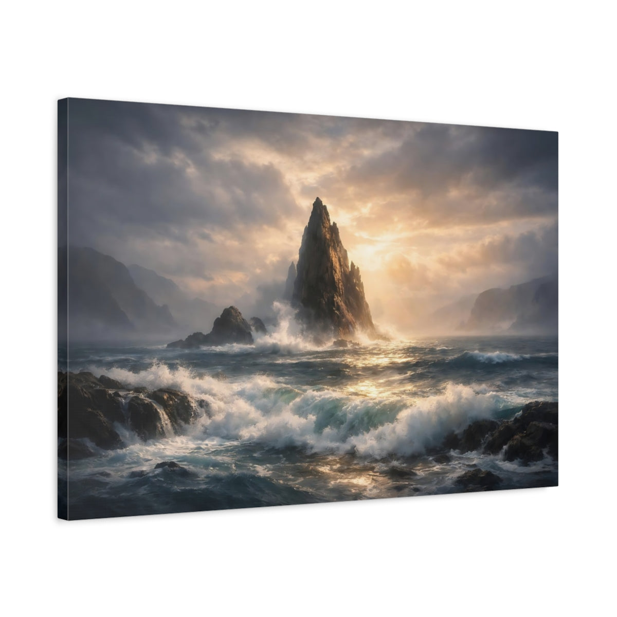 Soft Dreamscape Seascape Dramatic Sea Stack Nature - Canvas Wall Art Print
