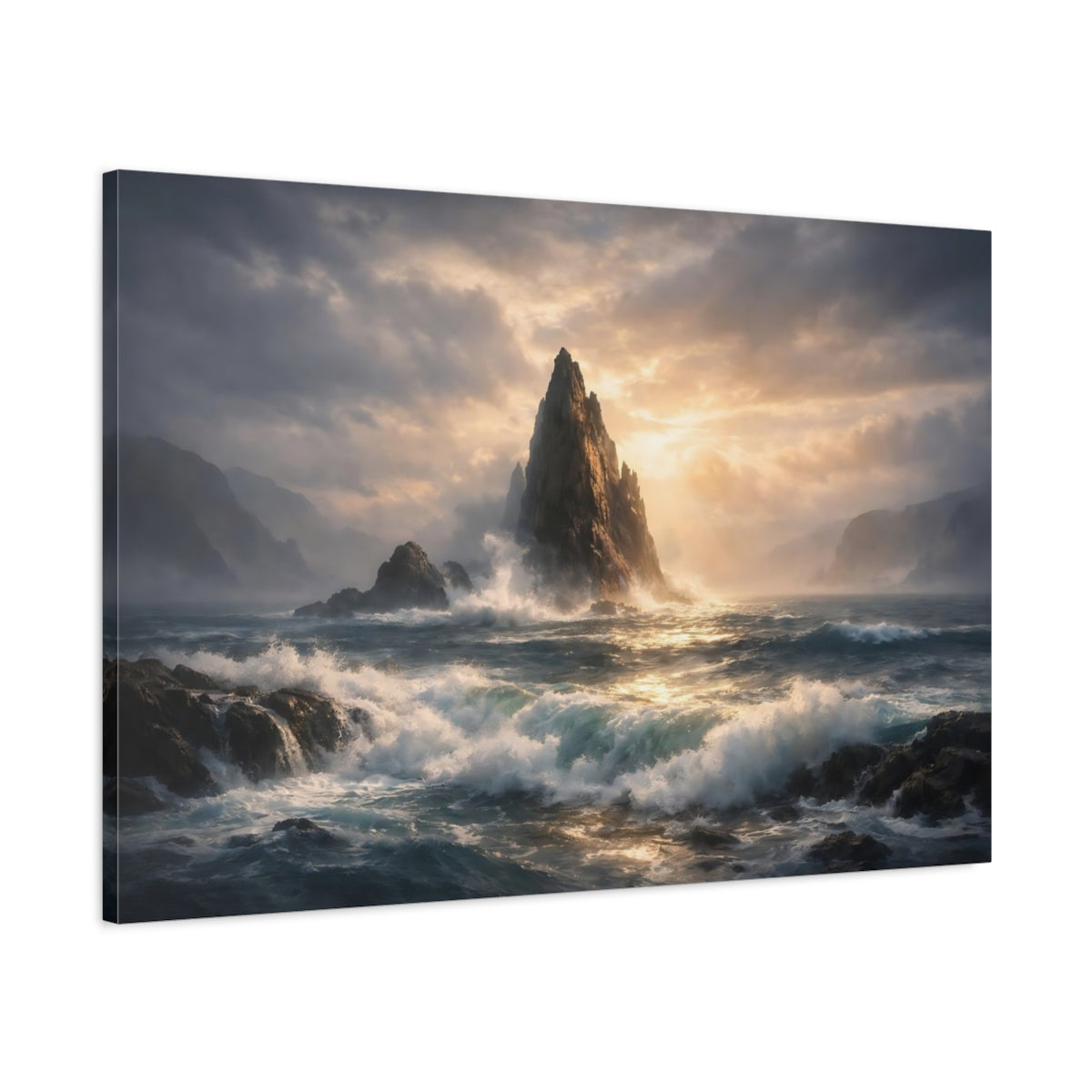 Soft Dreamscape Seascape Dramatic Sea Stack Nature - Canvas Wall Art Print