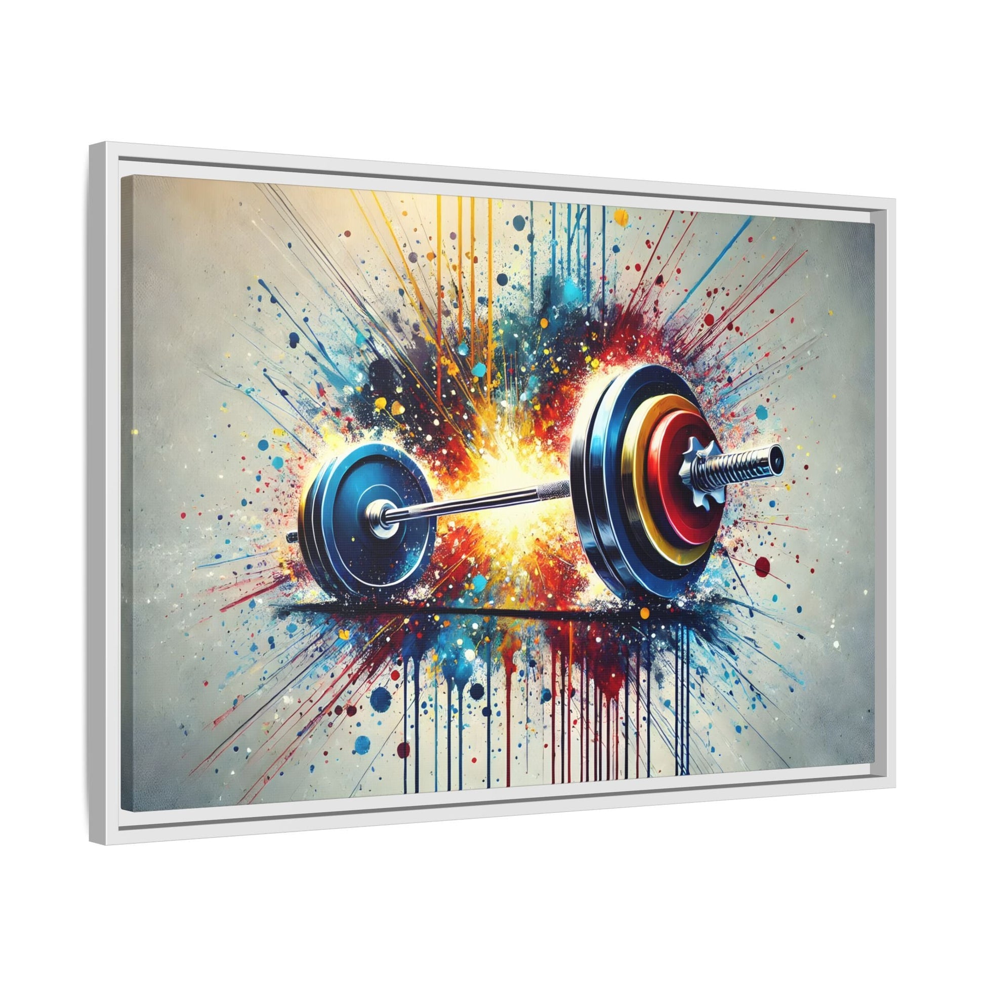 Abstract Barbell Painting Canvas Art Print - Gym Fitness Workout Wall Decor