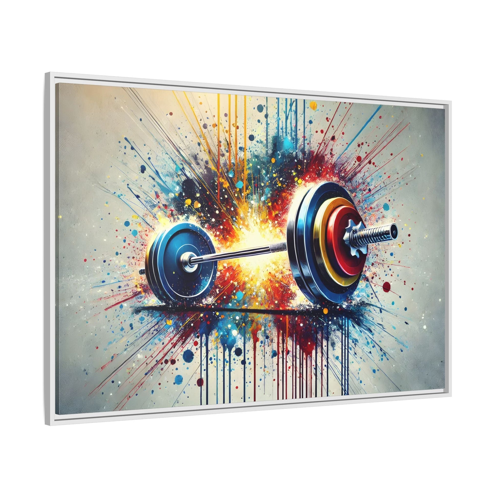 Abstract Barbell Painting Canvas Art Print - Gym Fitness Workout Wall Decor