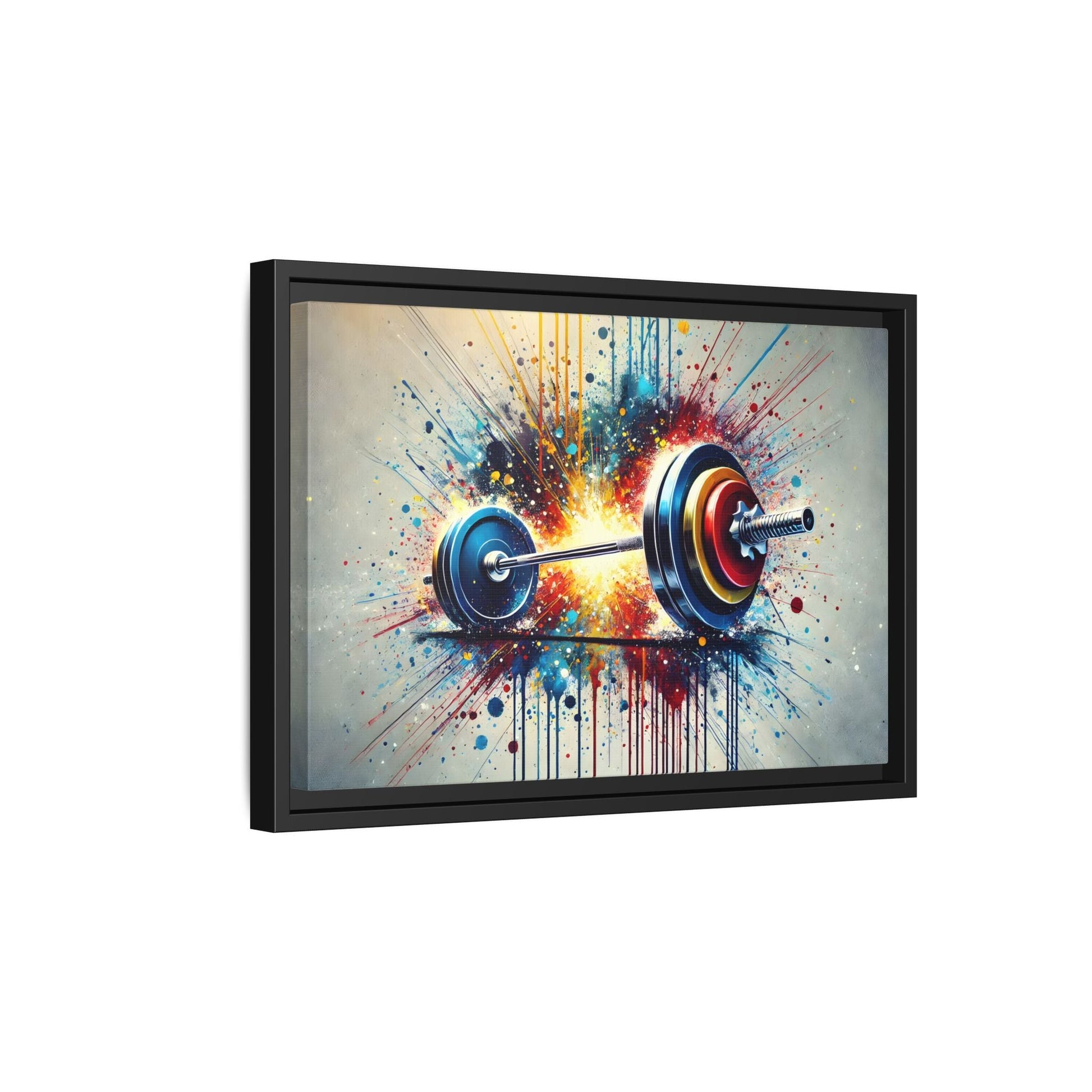 Abstract Barbell Painting Canvas Art Print - Gym Fitness Workout Wall Decor
