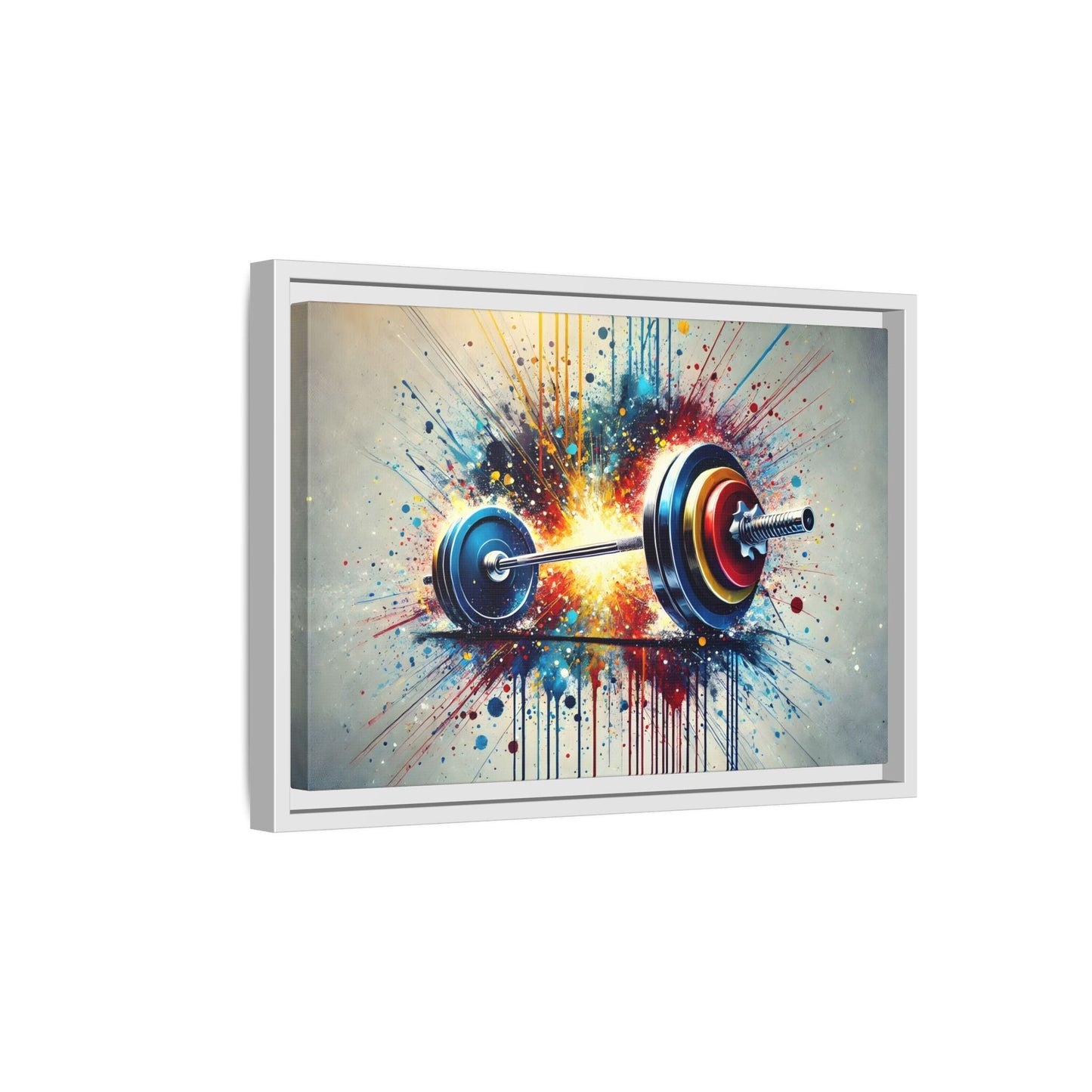 Abstract Barbell Painting Canvas Art Print - Gym Fitness Workout Wall Decor