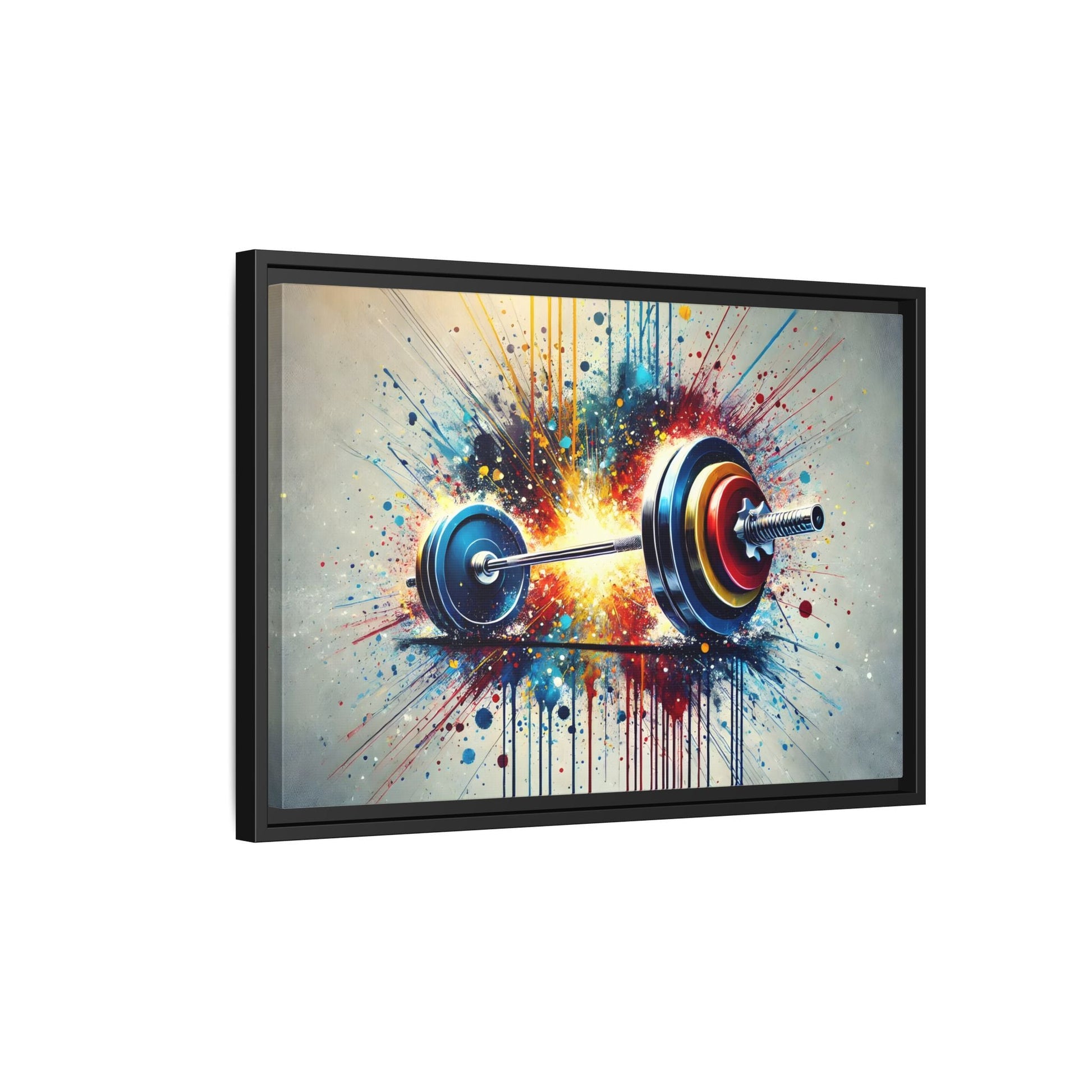 Abstract Barbell Painting Canvas Art Print - Gym Fitness Workout Wall Decor