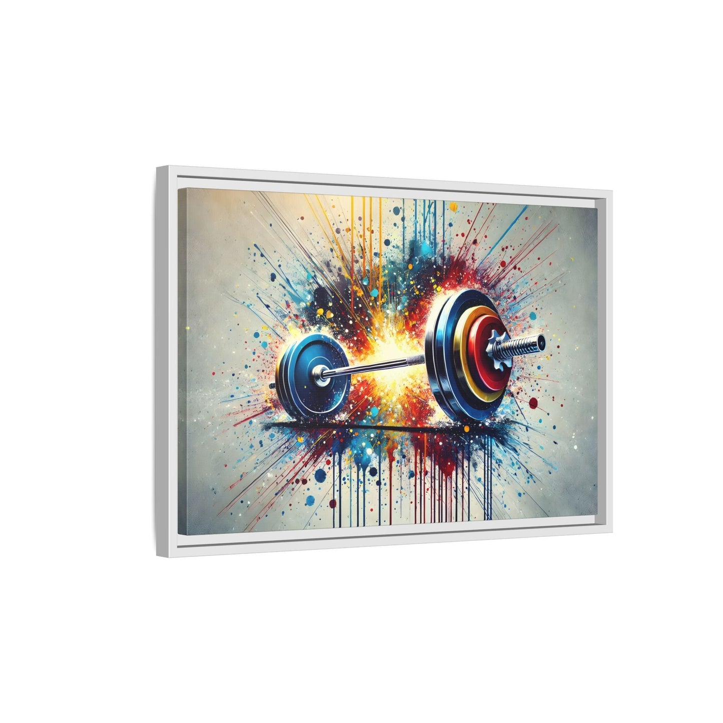 Abstract Barbell Painting Canvas Art Print - Gym Fitness Workout Wall Decor