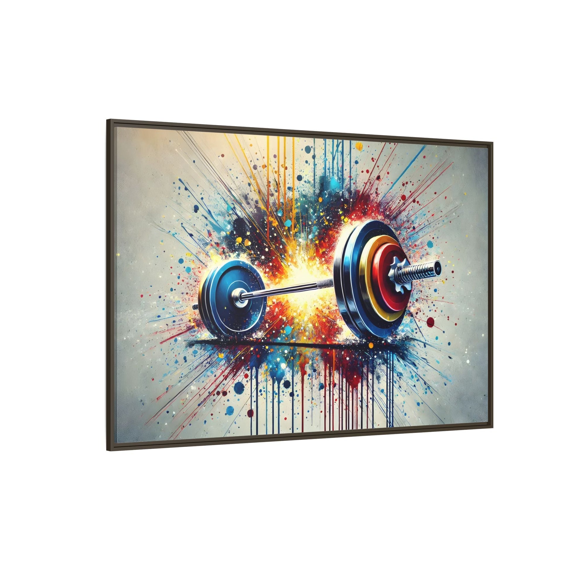 Abstract Barbell Painting Canvas Art Print - Gym Fitness Workout Wall Decor