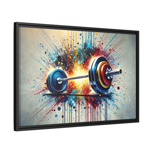 Abstract Barbell Painting Canvas Art Print - Gym Fitness Workout Wall Decor