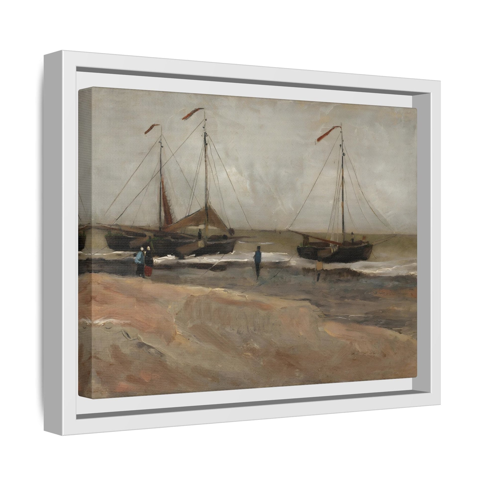 Abstract Beach and Boats Van Gogh Canvas Print