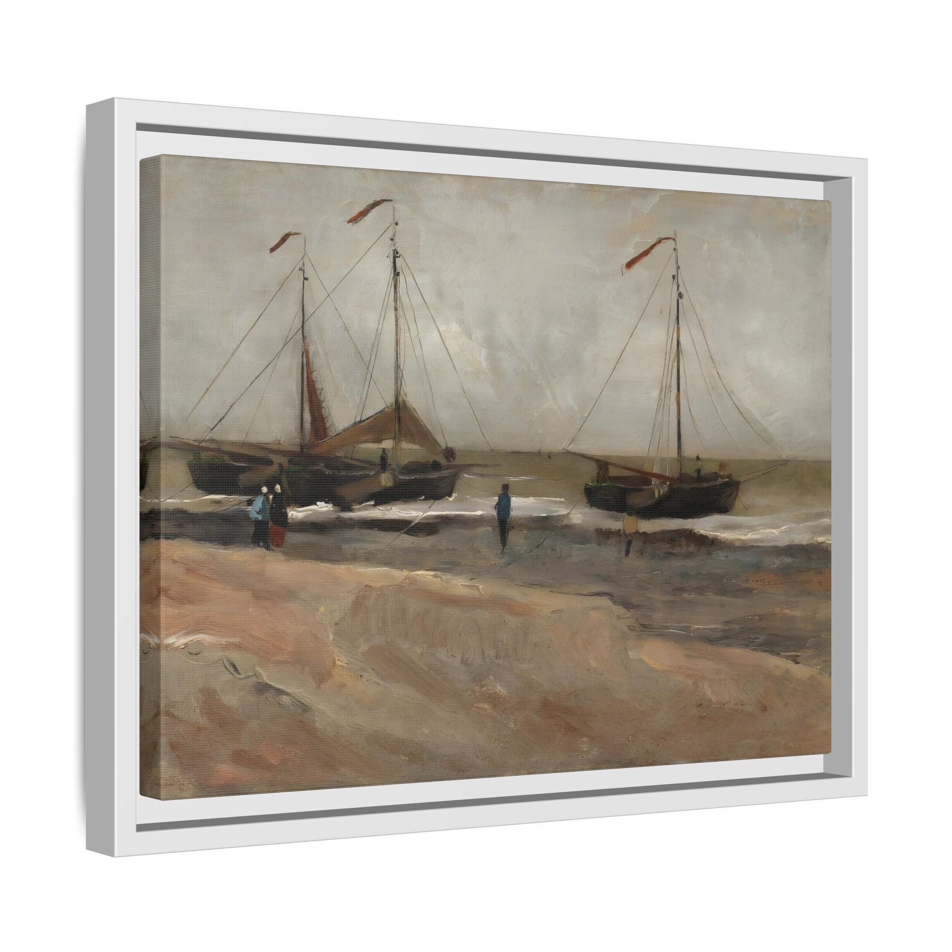 Abstract Beach and Boats Van Gogh Canvas Print
