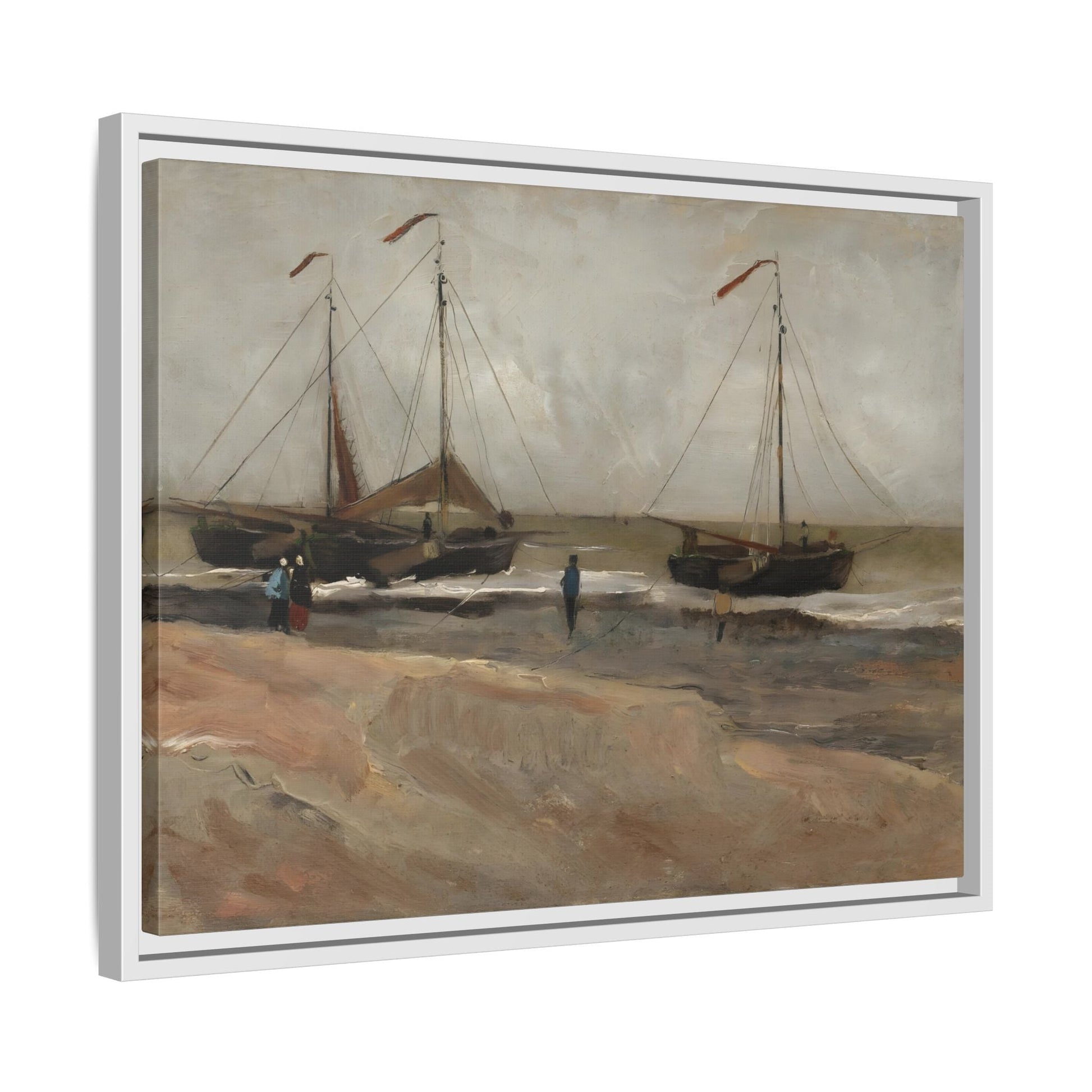 Abstract Beach and Boats Van Gogh Canvas Print