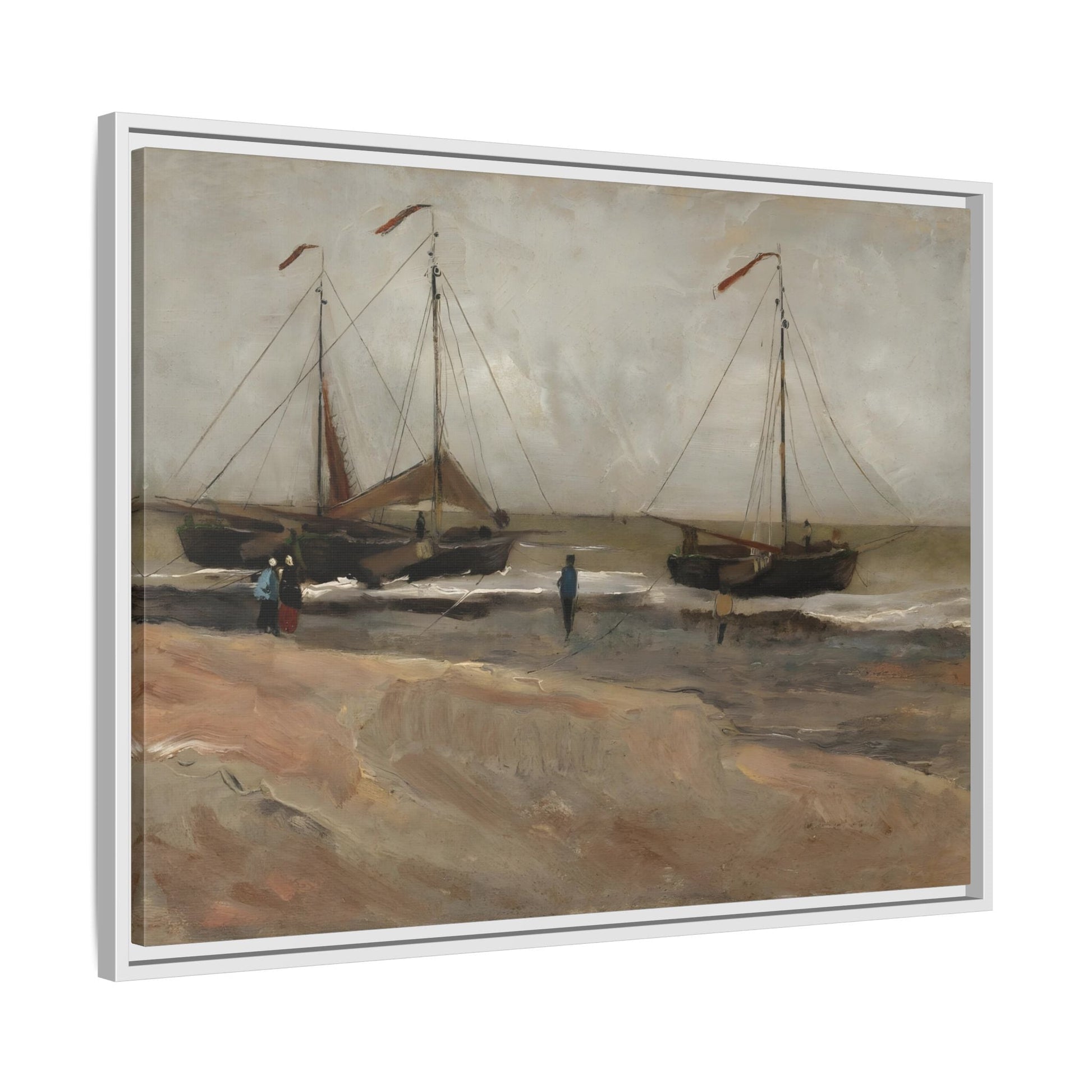 Abstract Beach and Boats Van Gogh Canvas Print