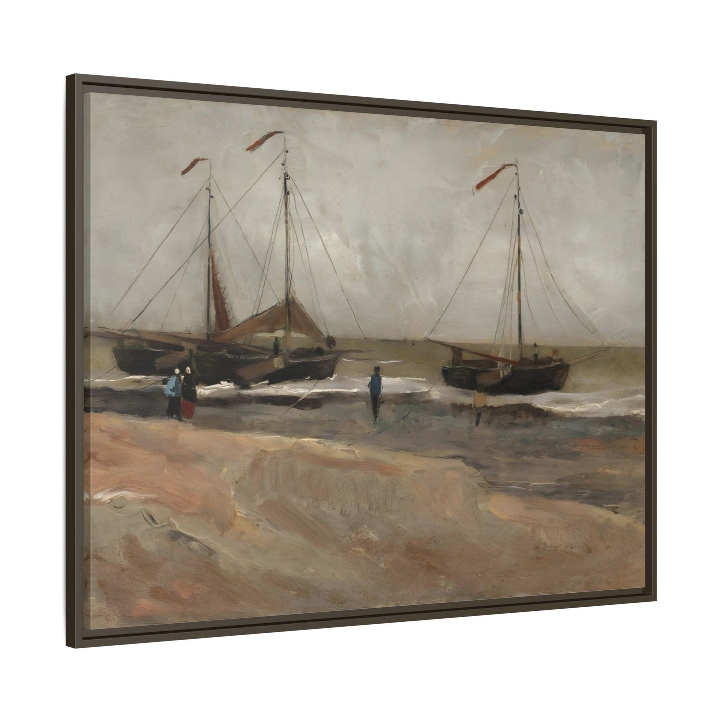Abstract Beach and Boats Van Gogh Canvas Print