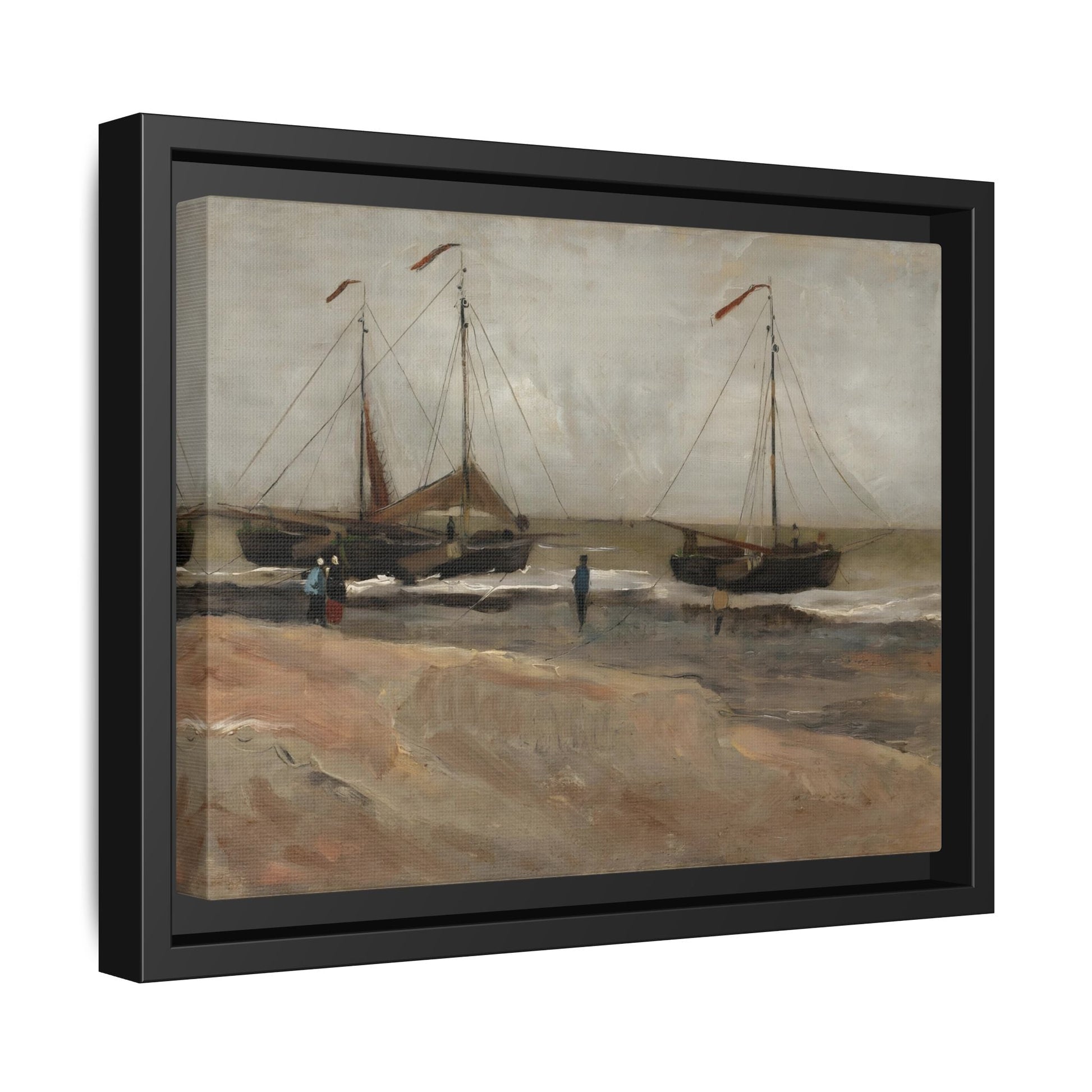 Abstract Beach and Boats Van Gogh Canvas Print