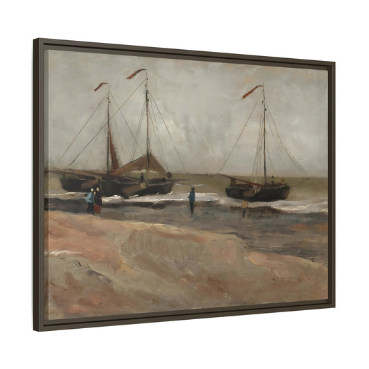 Abstract Beach and Boats Van Gogh Canvas Print