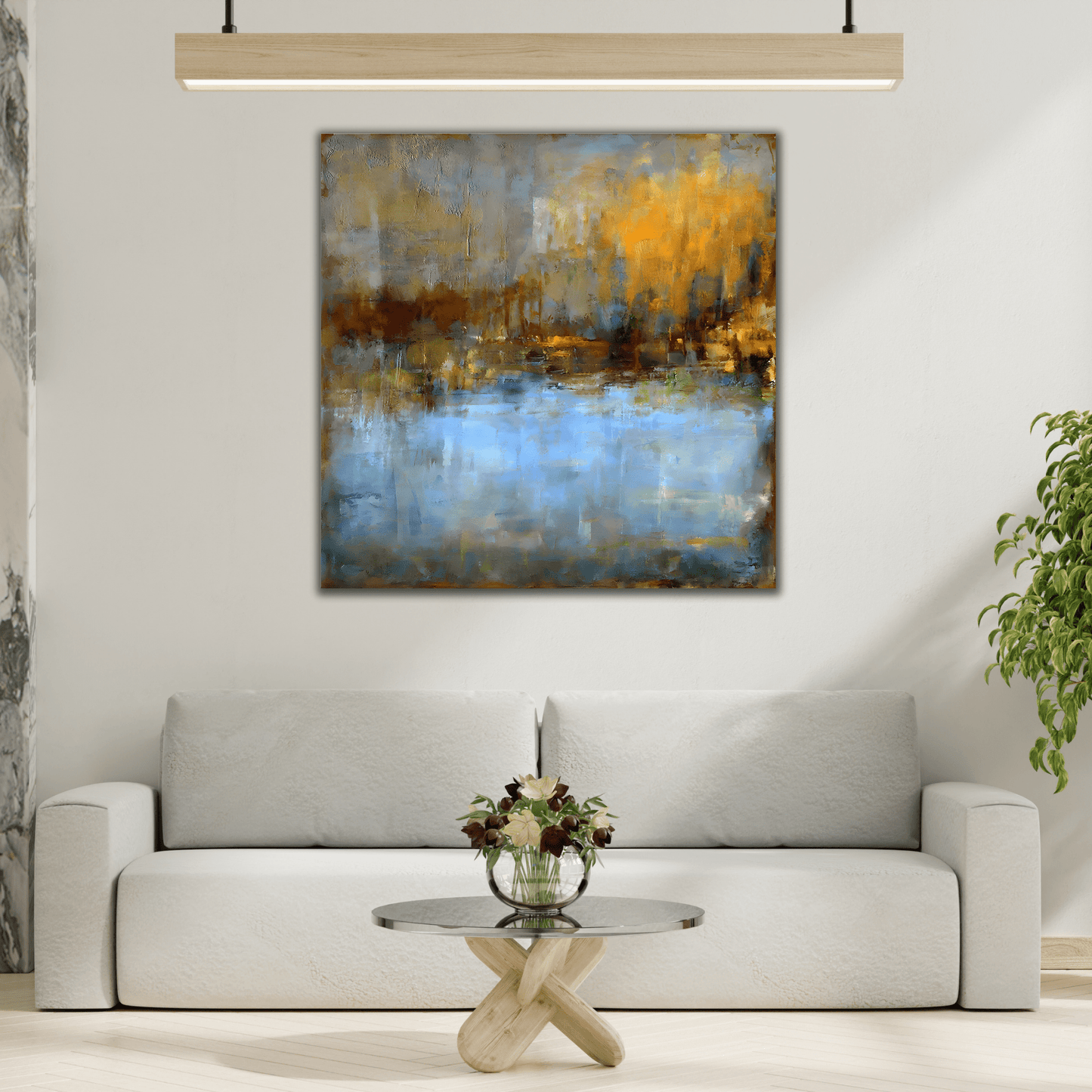 Abstract Blue Grey Artwork Painting Wall Art Canvas Print