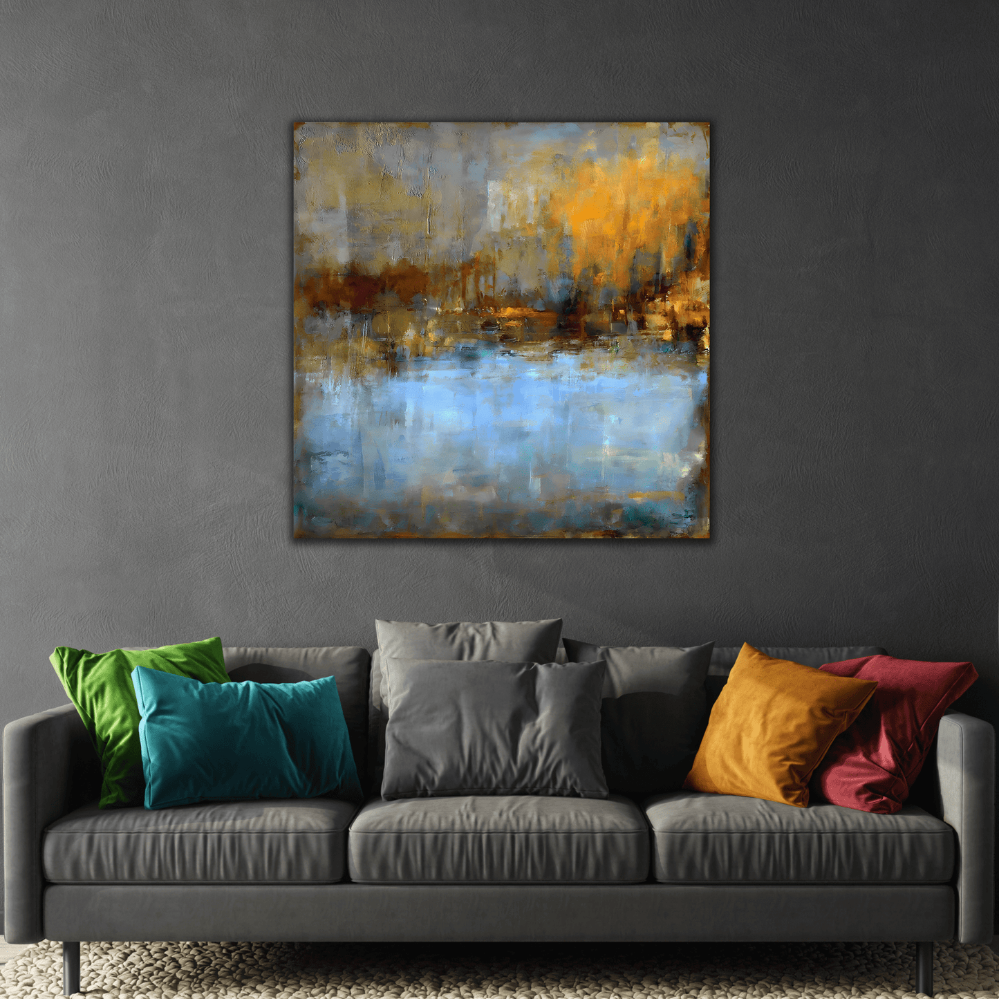 Abstract Blue Grey Artwork Painting Wall Art Canvas Print