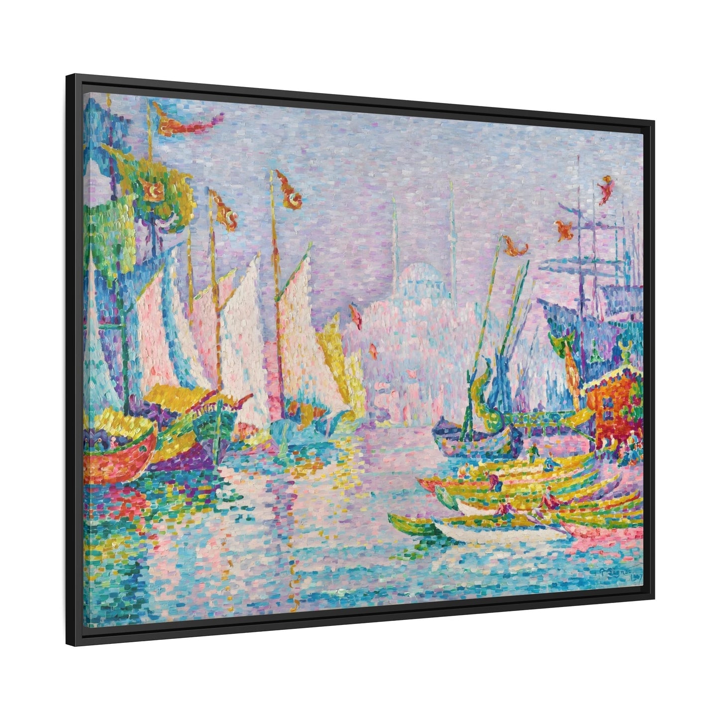 Abstract Boats Canvas Wall Art Print - Modern Impressionist Painting