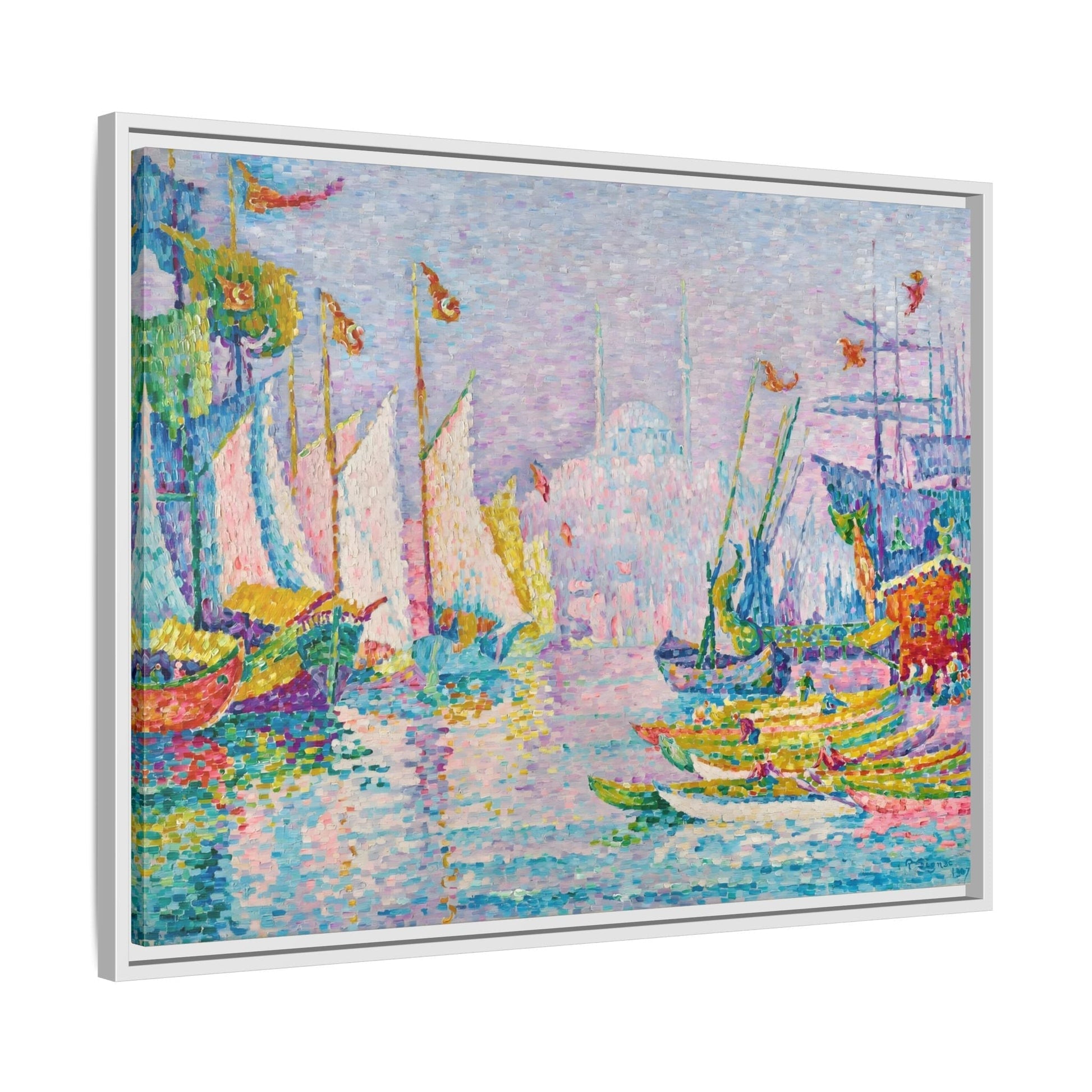 Abstract Boats Canvas Wall Art Print - Modern Impressionist Painting