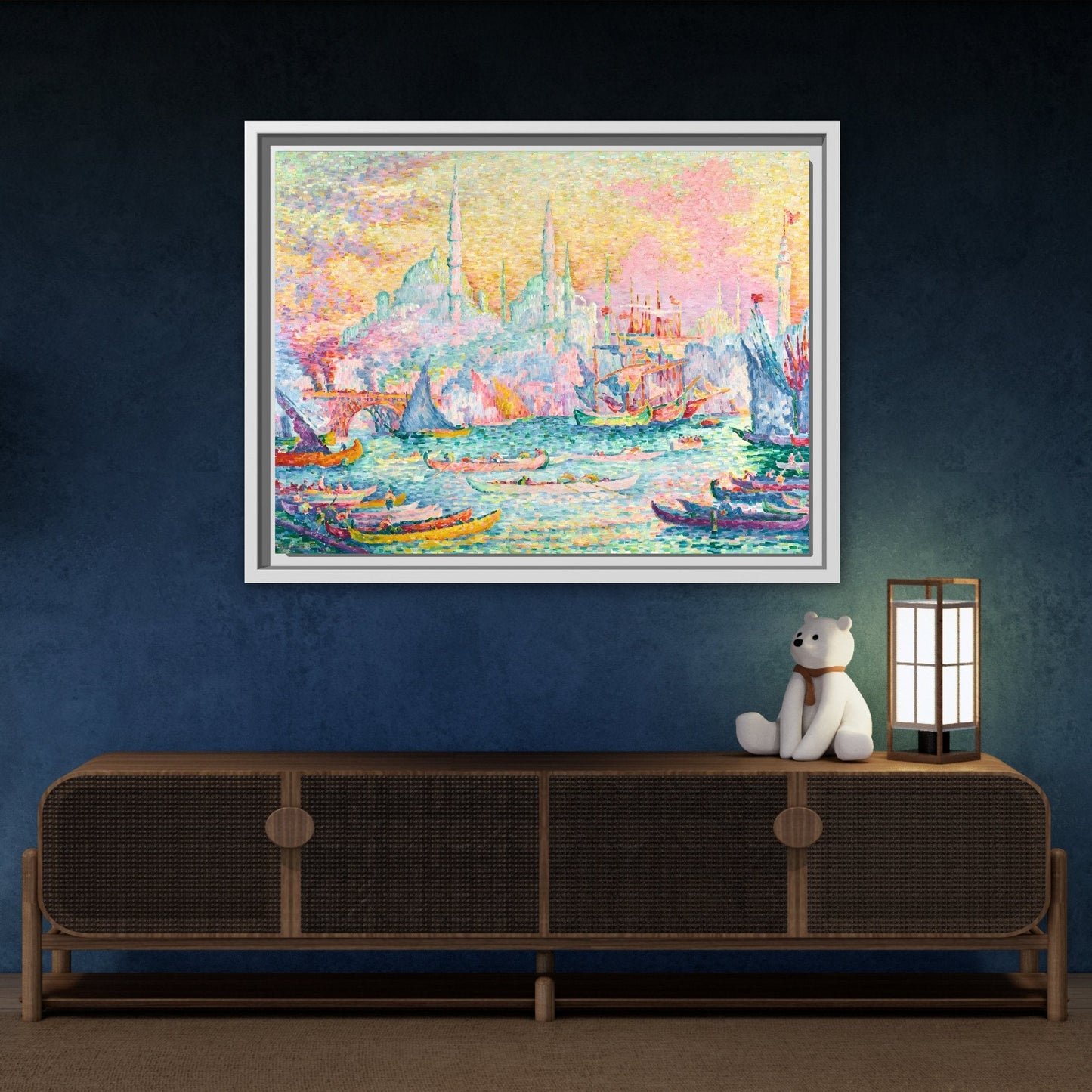 Abstract Boats Canvas Wall Art Print - Modern Impressionist Painting
