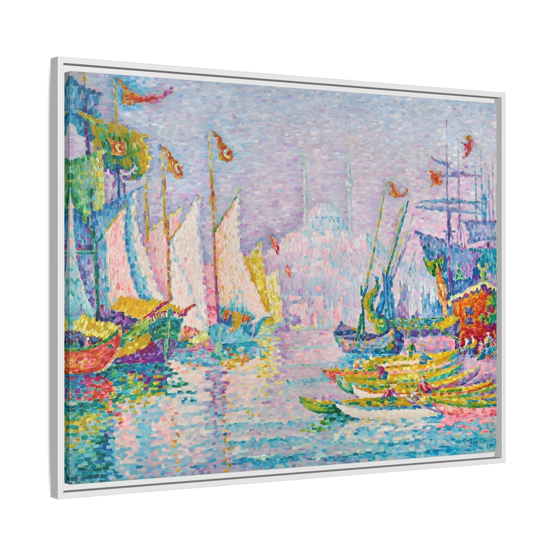Abstract Boats Canvas Wall Art Print - Modern Impressionist Painting