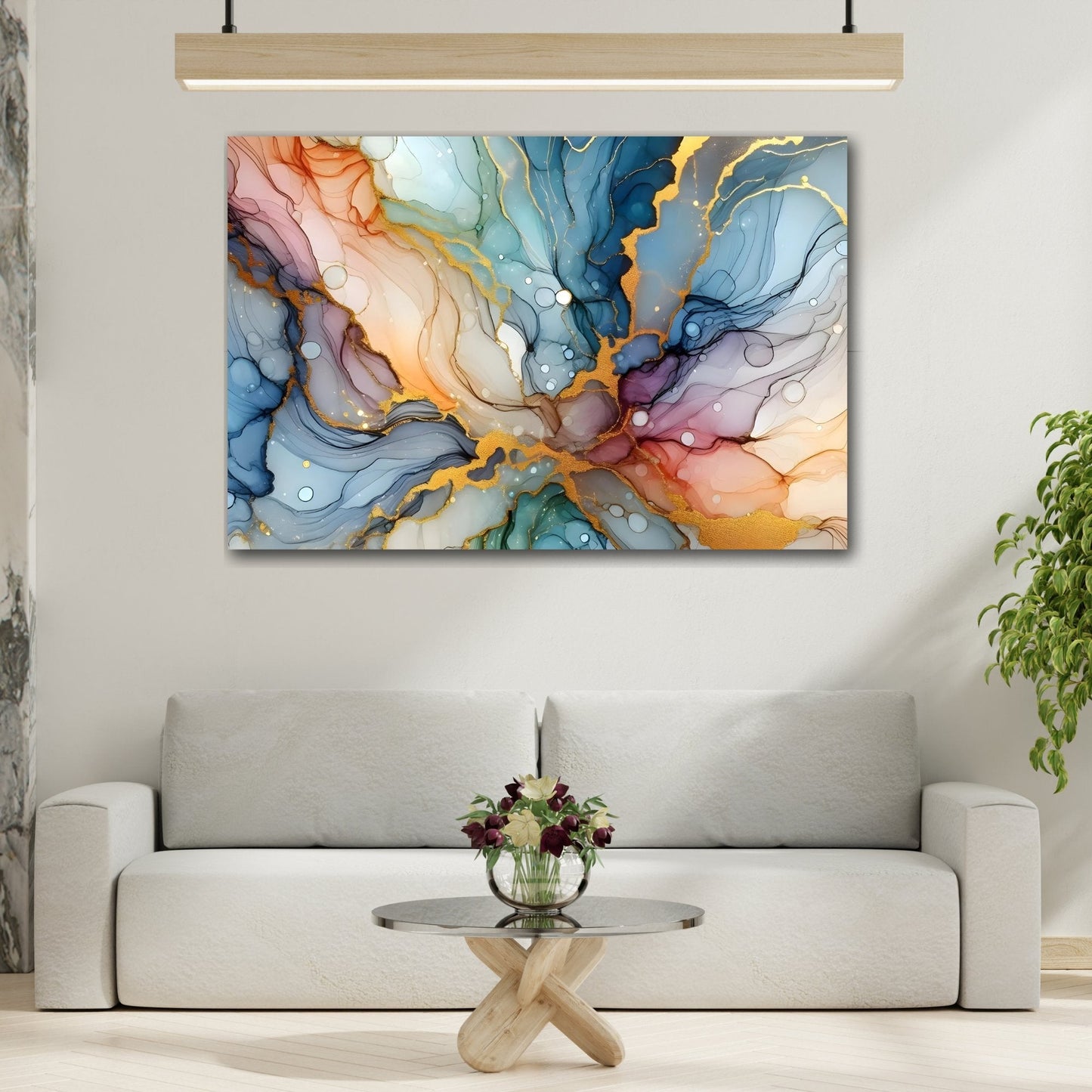 Abstract Canvas Print Gold Leaf Accents - Contemporary Wall Art