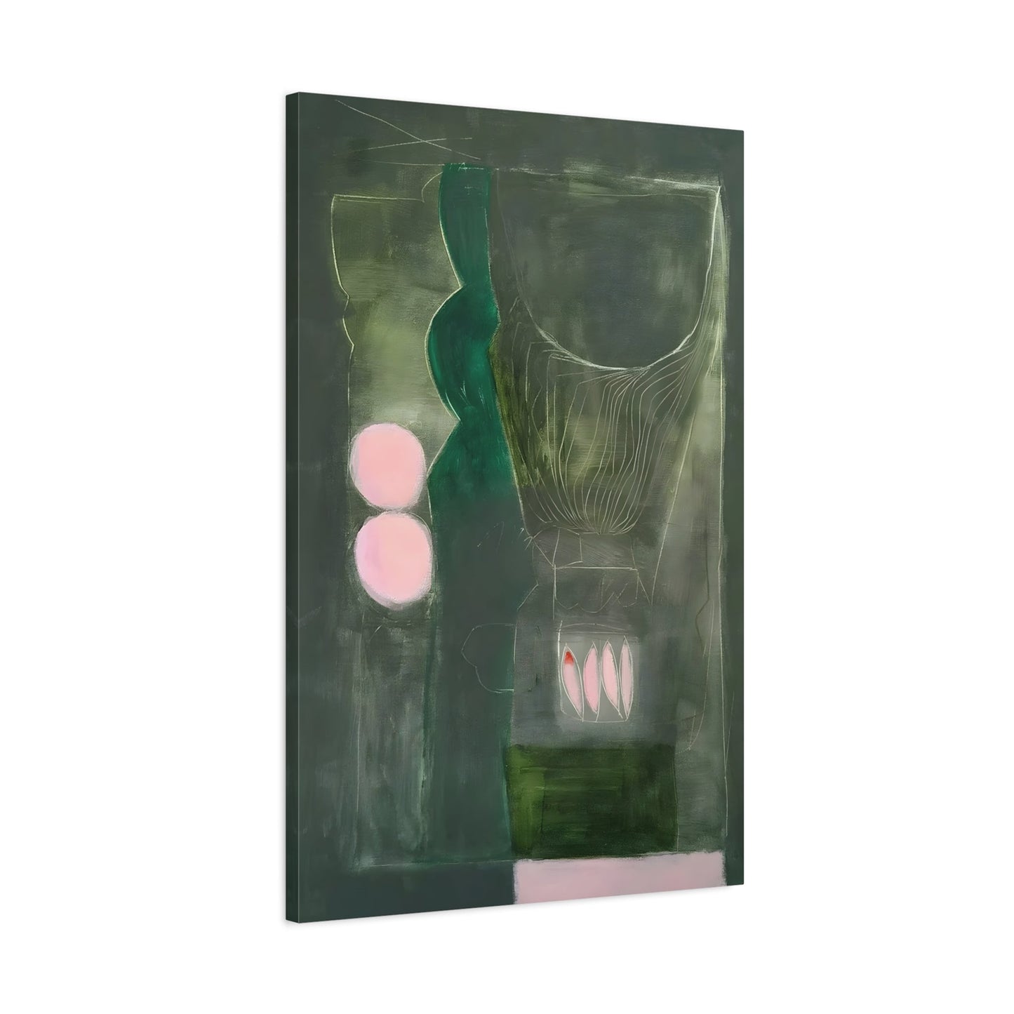 Abstract Floral Large Canvas Wall Art - Modern Eclectic Green Decor