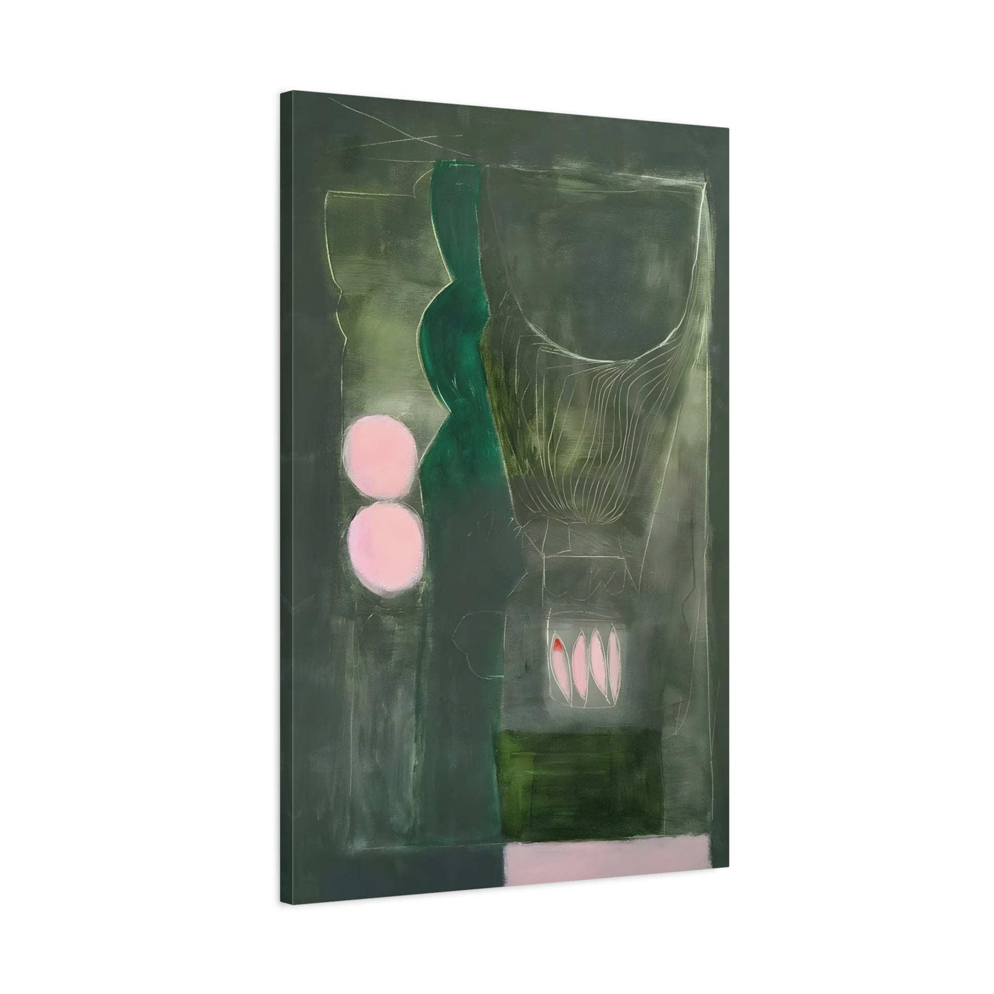 Abstract Floral Large Canvas Wall Art - Modern Eclectic Green Decor