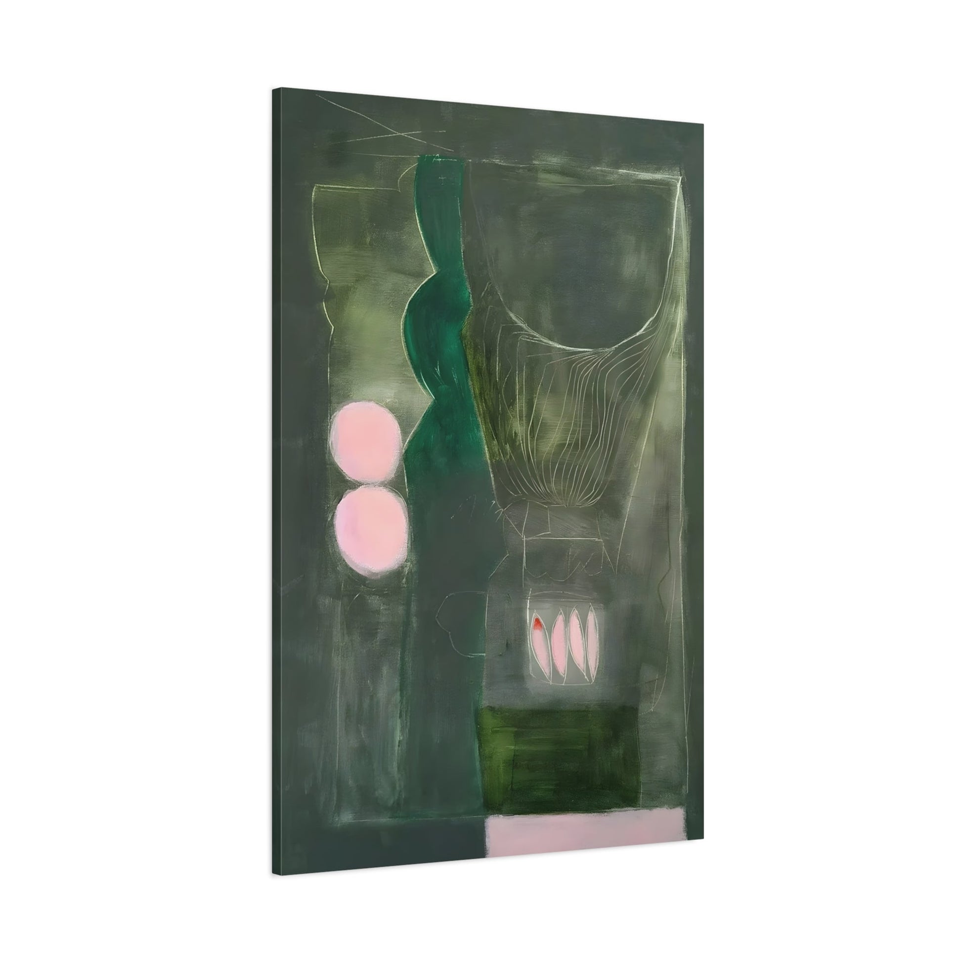 Abstract Floral Large Canvas Wall Art - Modern Eclectic Green Decor