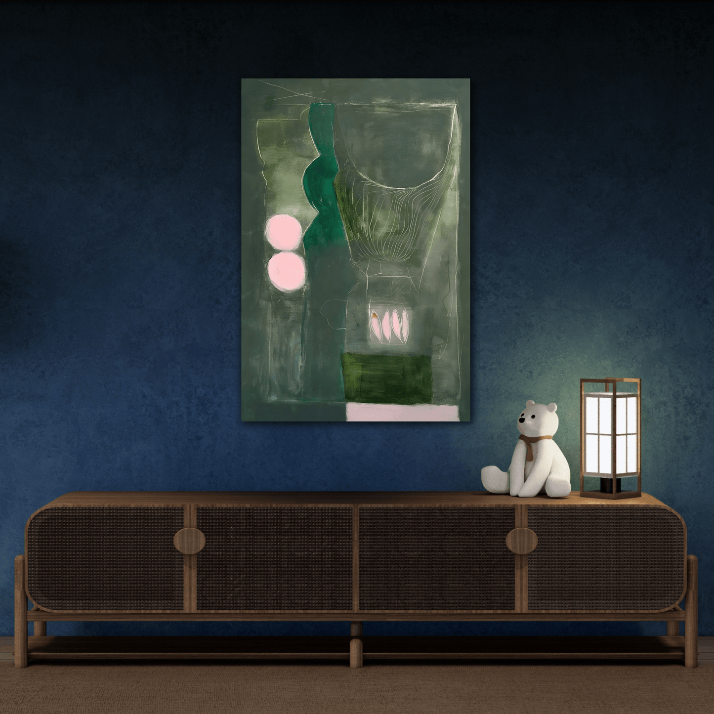 Abstract Floral Large Canvas Wall Art - Modern Eclectic Green Decor