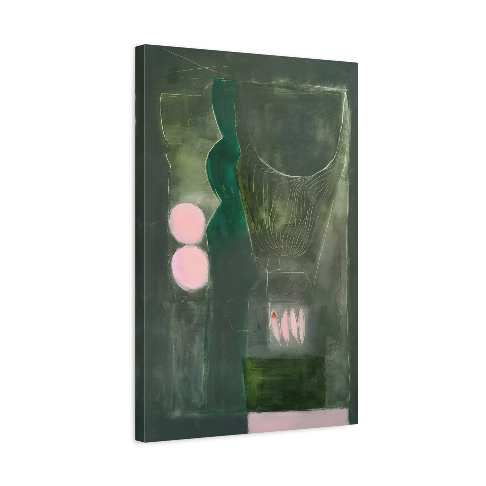 Abstract Floral Large Canvas Wall Art - Modern Eclectic Green Decor