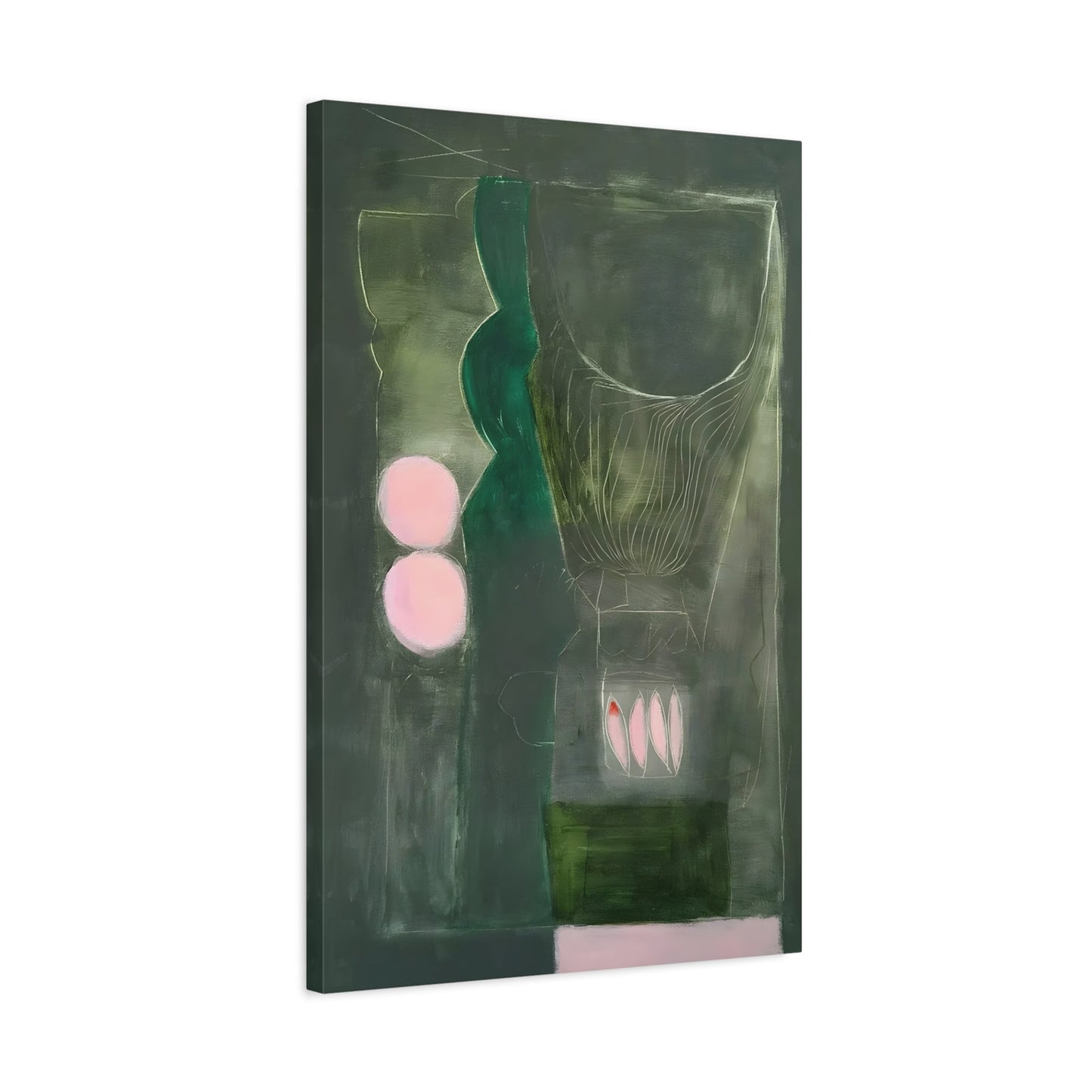 Abstract Floral Large Canvas Wall Art - Modern Eclectic Green Decor