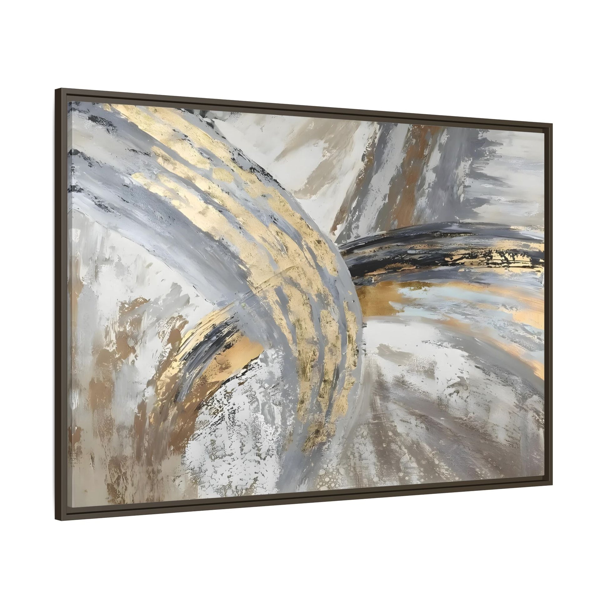 Abstract Gold Grey Silver Canvas Wall Art Print