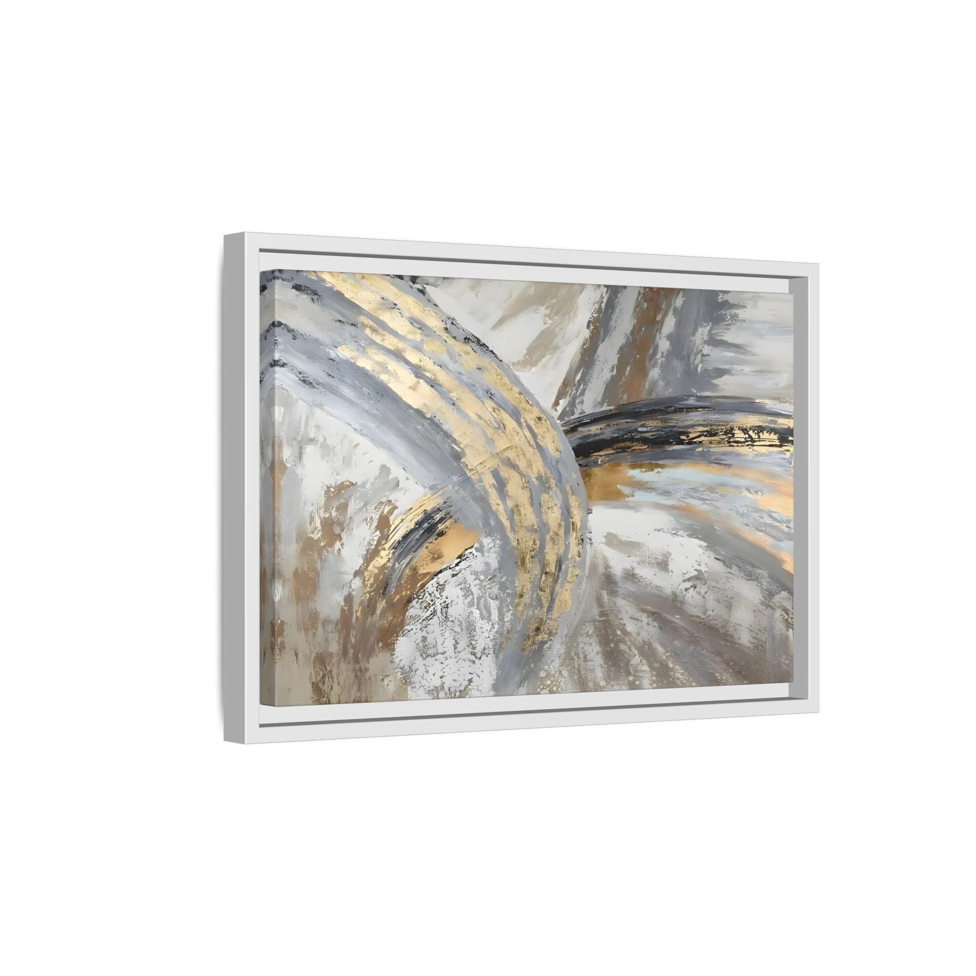 Abstract Gold Grey Silver Canvas Wall Art Print