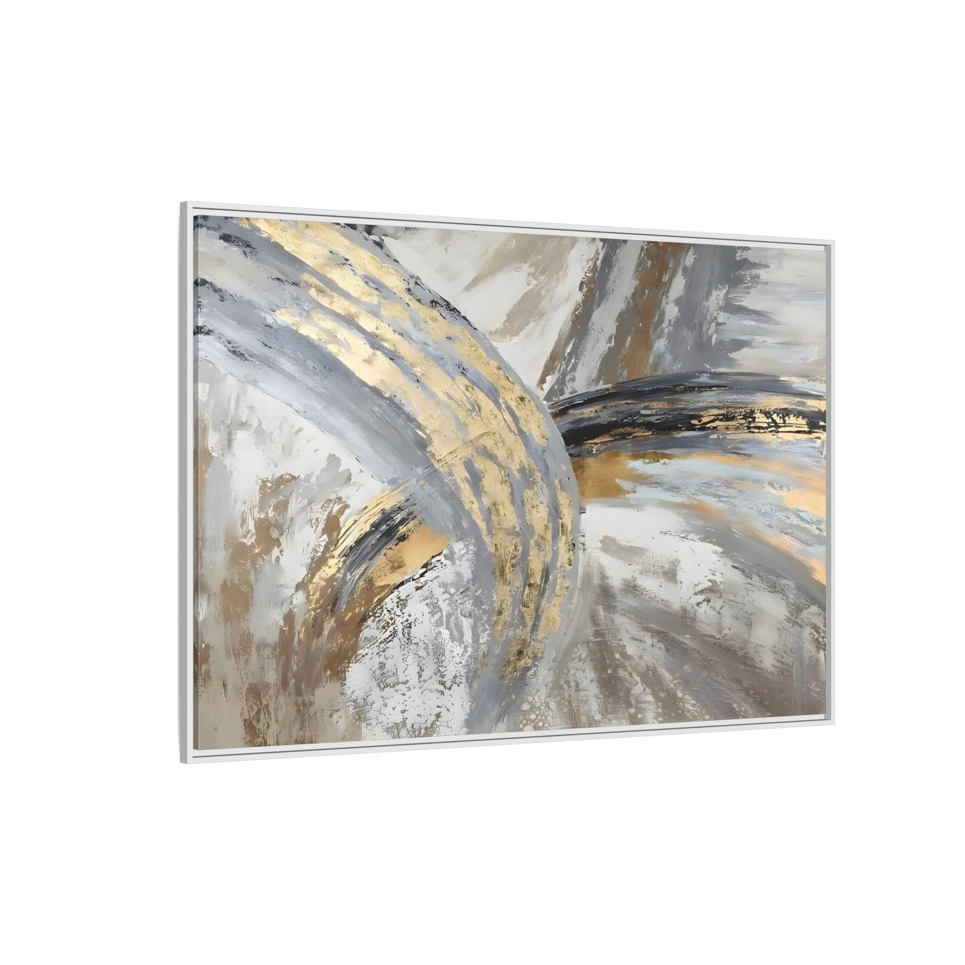 Abstract Gold Grey Silver Canvas Wall Art Print