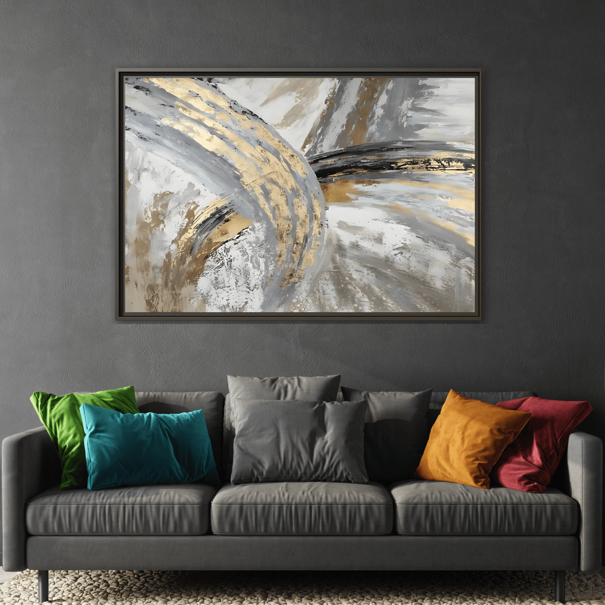 Abstract Gold Grey Silver Canvas Wall Art Print