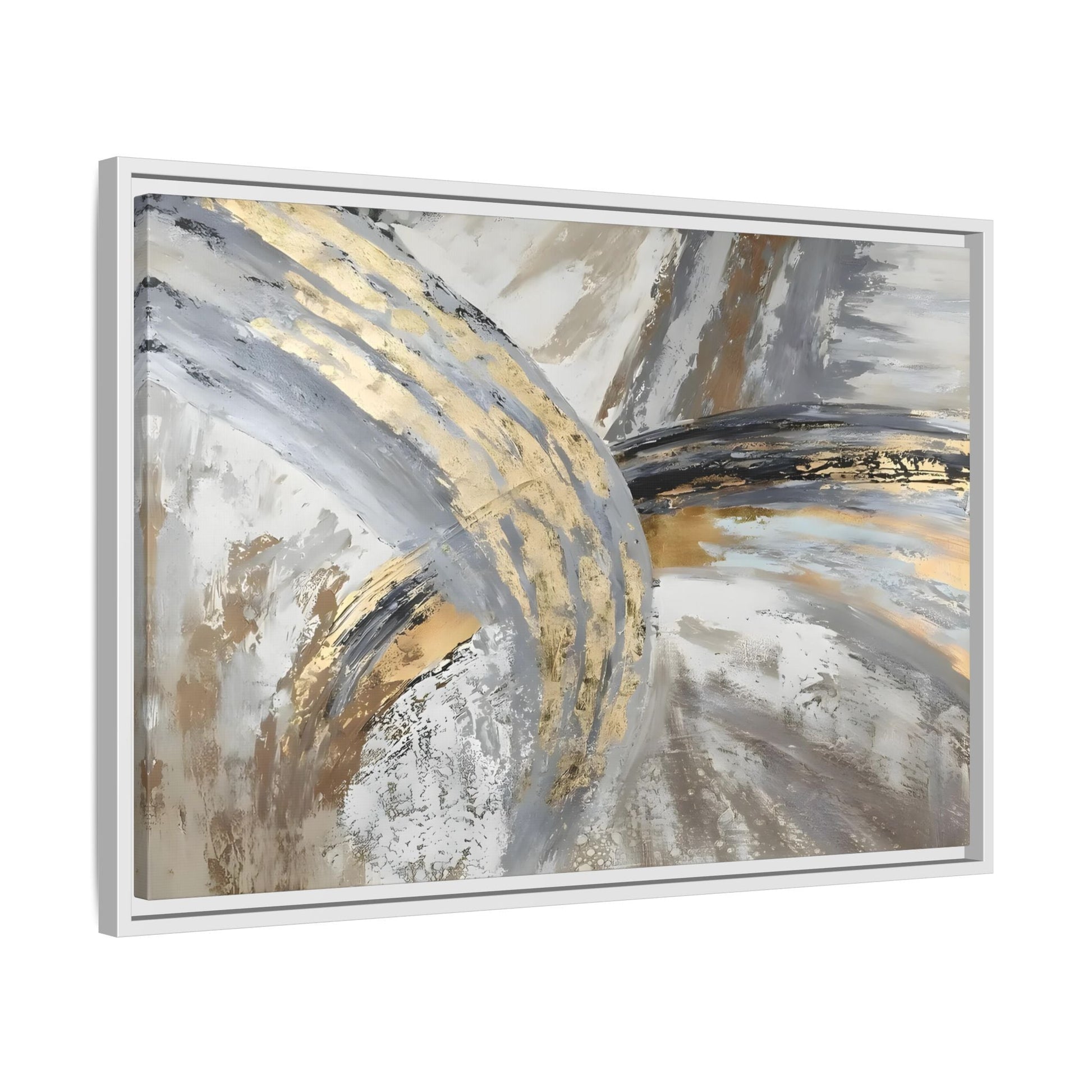 Abstract Gold Grey Silver Canvas Wall Art Print