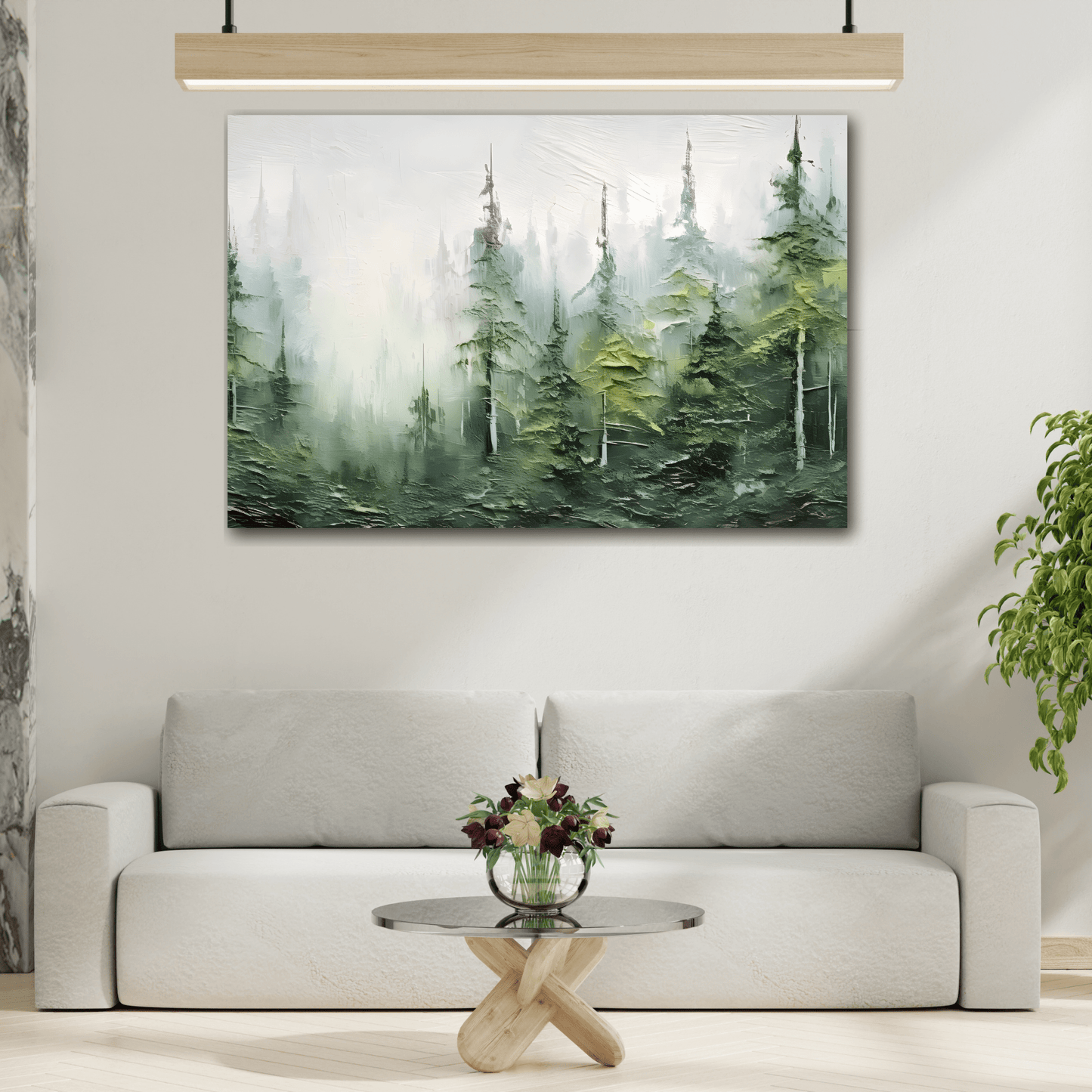 Abstract Green Forest Plant Canvas Print, Fashion Tree Wall Art