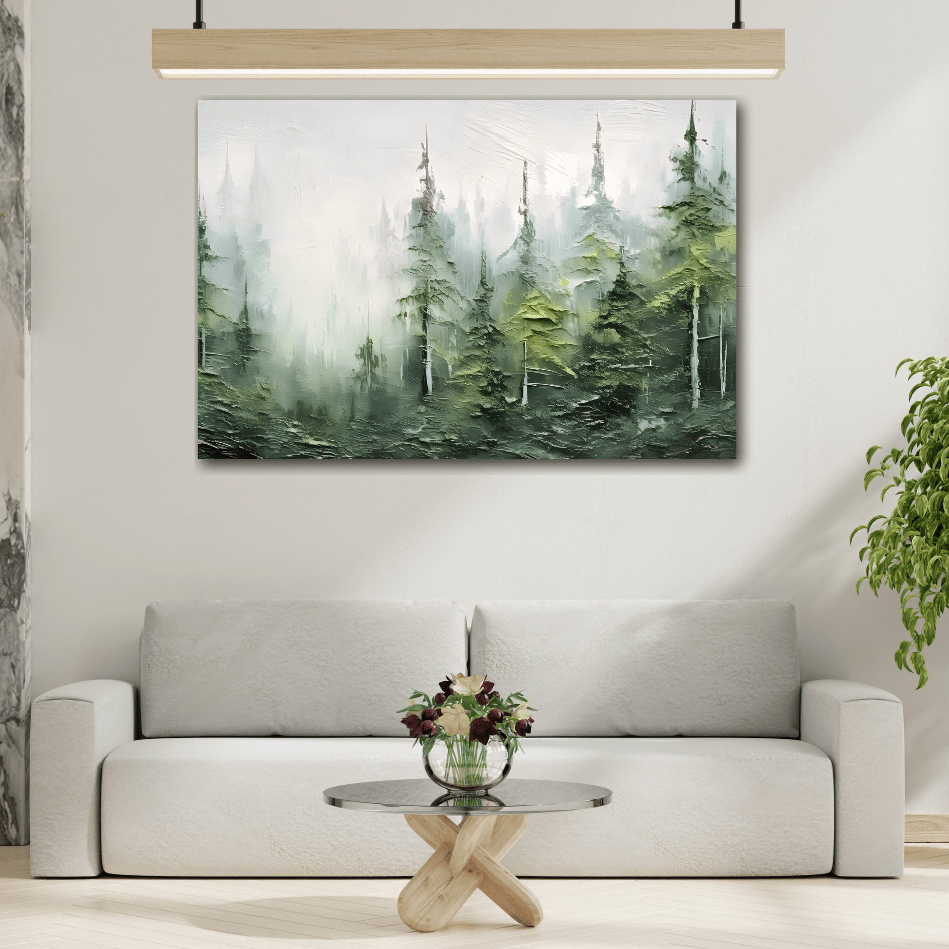 Abstract Green Forest Plant Canvas Print, Fashion Tree Wall Art